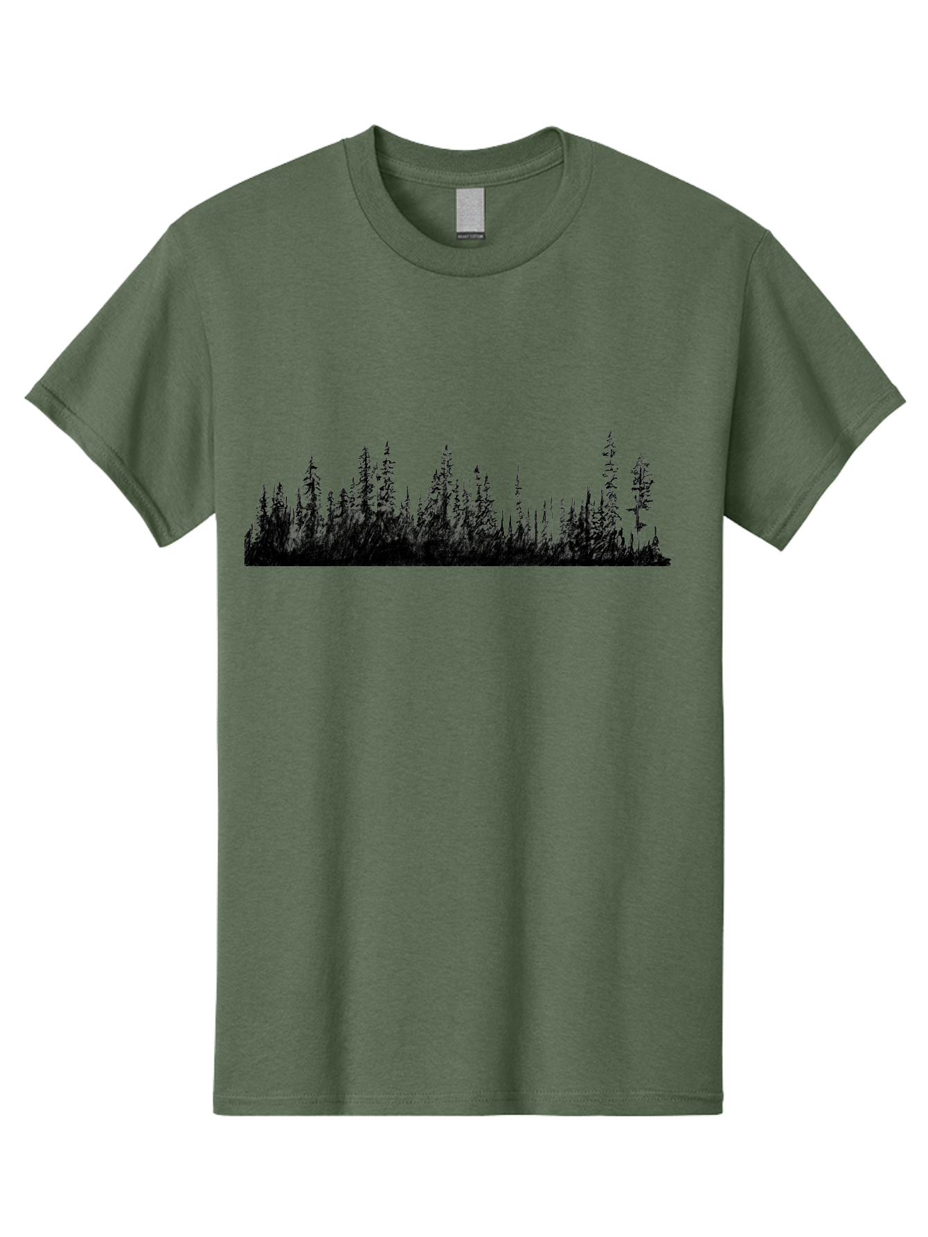 Evergreen-Silhouettes Men'S Graphic Tee, 100% Cotton, Comfortable Casual Summer Wear, Machine Washable, Silhouetted Trees, Evergreen Forest, Pine Tree Landscape, Dark Foliage, Mysterious Ambiance, Scenic Edge, Nature Illustration, Forest Scene Aac305