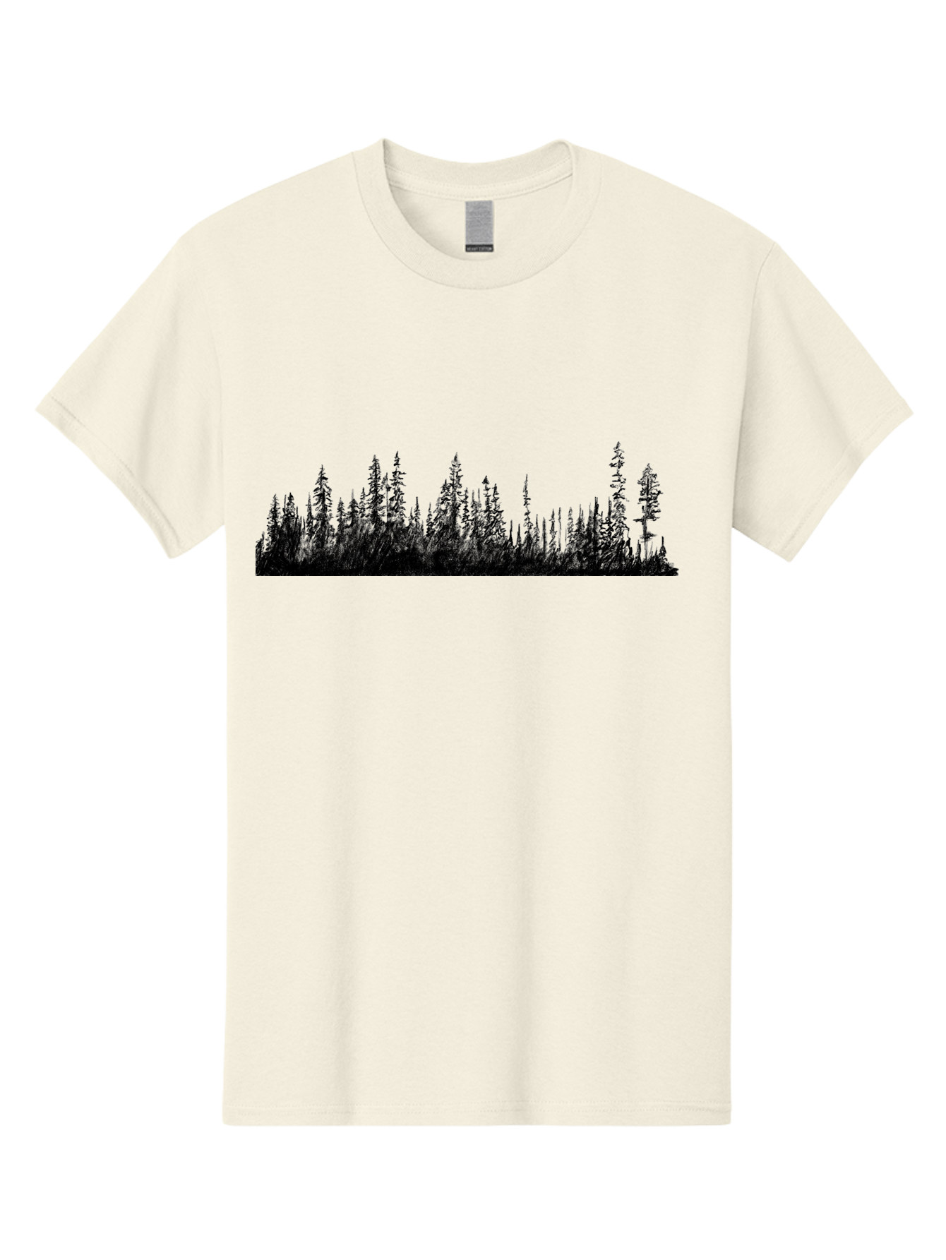 Evergreen-Silhouettes Men'S Graphic Tee, 100% Cotton, Comfortable Casual Summer Wear, Machine Washable, Silhouetted Trees, Evergreen Forest, Pine Tree Landscape, Dark Foliage, Mysterious Ambiance, Scenic Edge, Nature Illustration, Forest Scene Aac305