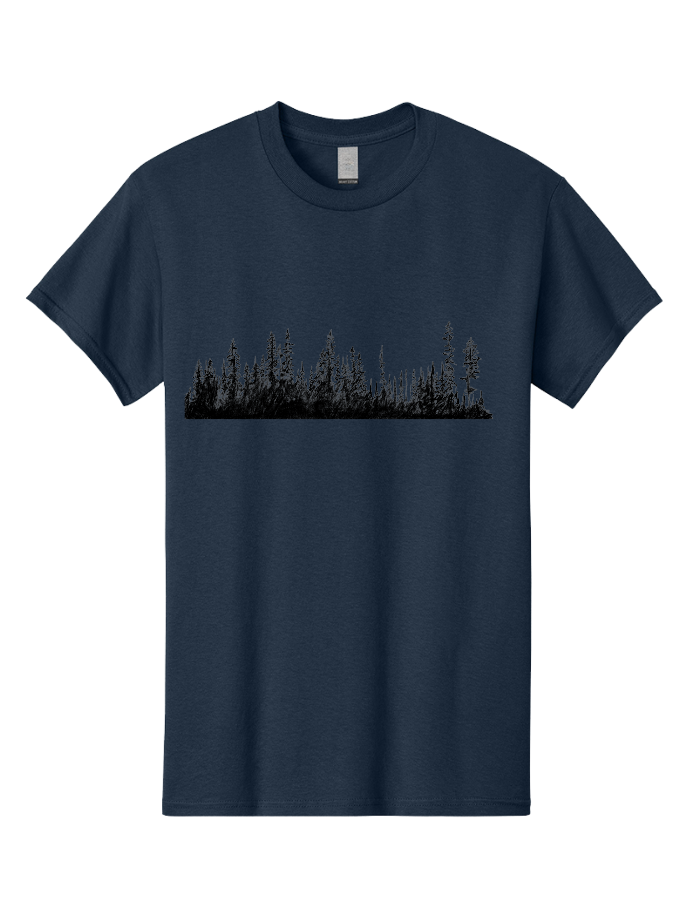 Evergreen-Silhouettes Men'S Graphic Tee, 100% Cotton, Comfortable Casual Summer Wear, Machine Washable, Silhouetted Trees, Evergreen Forest, Pine Tree Landscape, Dark Foliage, Mysterious Ambiance, Scenic Edge, Nature Illustration, Forest Scene Aac305