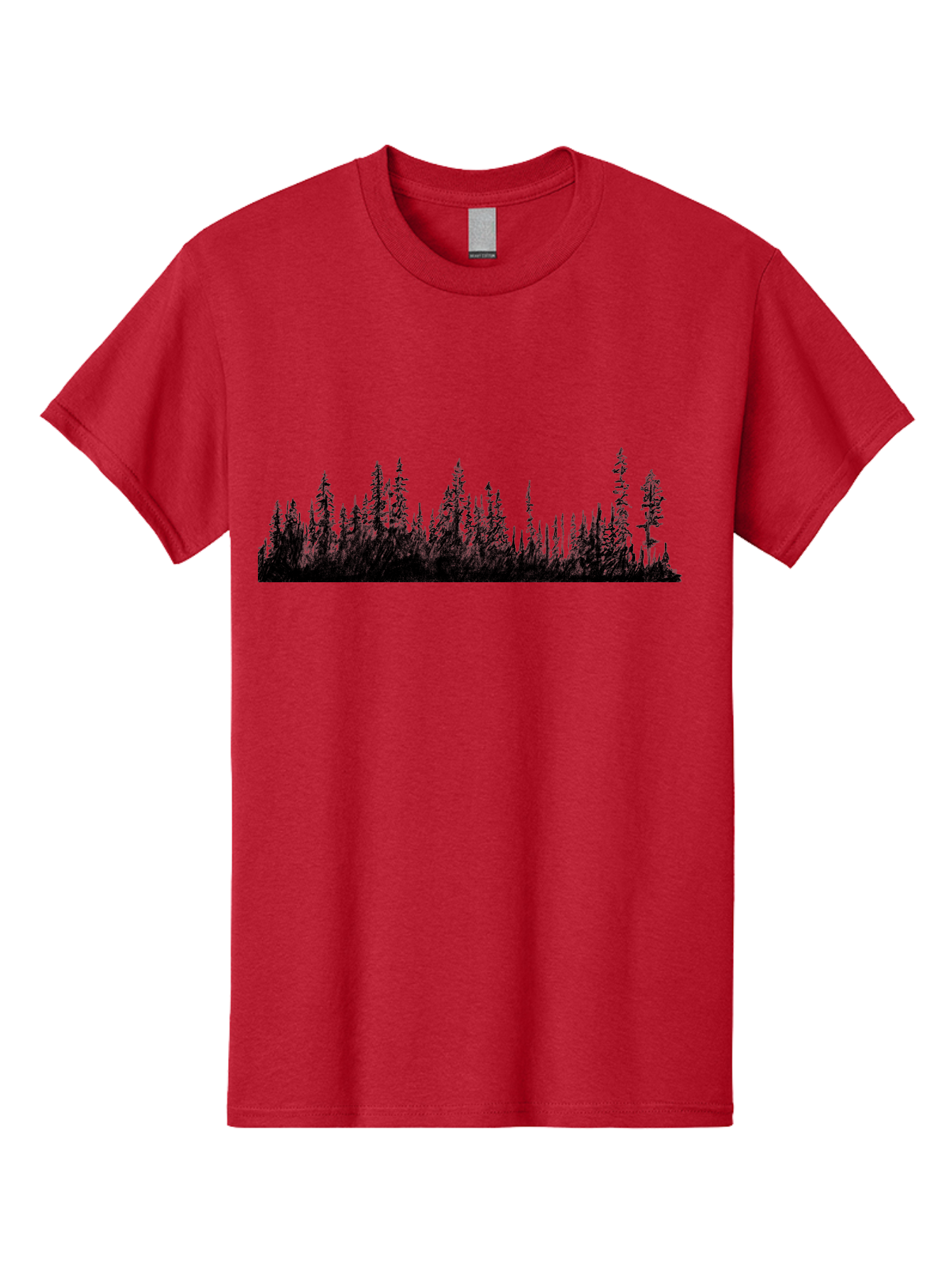 Evergreen-Silhouettes Men'S Graphic Tee, 100% Cotton, Comfortable Casual Summer Wear, Machine Washable, Silhouetted Trees, Evergreen Forest, Pine Tree Landscape, Dark Foliage, Mysterious Ambiance, Scenic Edge, Nature Illustration, Forest Scene Aac305