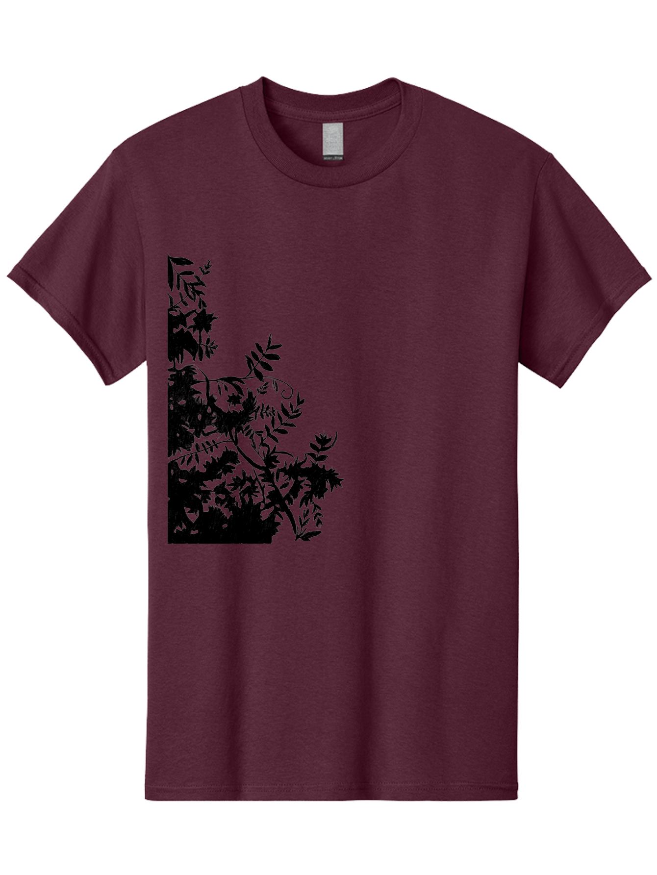 Floral-Silhouette Men'S Graphic Tee, 100% Cotton, Comfortable Casual Summer Wear, Machine Washable, Floral Silhouette, Black Leaves, Twisted Stems, Floral Arrangement, Botanical Design, Delicate Patterns, Intricate Details, Elegant Graphics Aac308