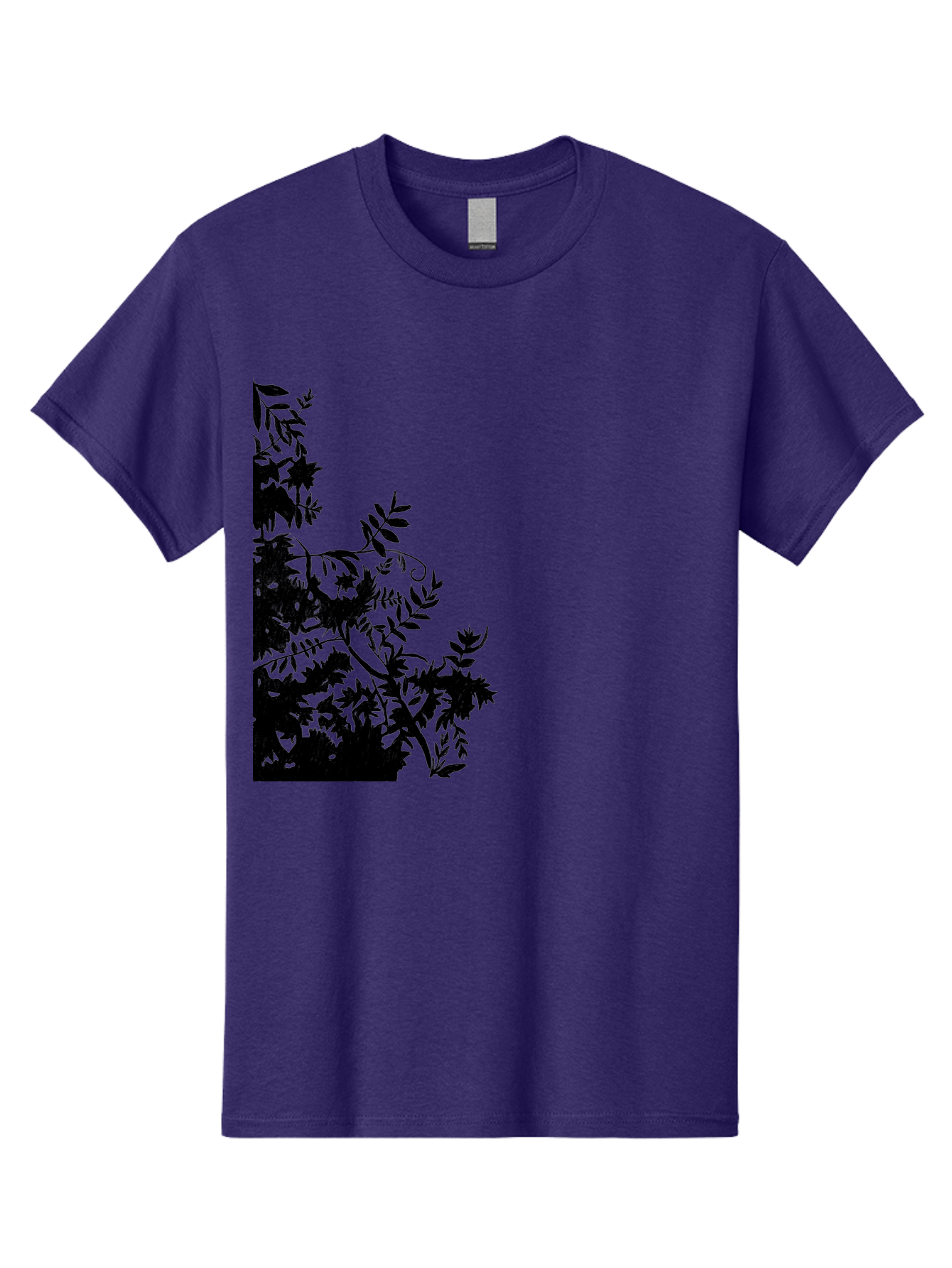 Floral-Silhouette Men'S Graphic Tee, 100% Cotton, Comfortable Casual Summer Wear, Machine Washable, Floral Silhouette, Black Leaves, Twisted Stems, Floral Arrangement, Botanical Design, Delicate Patterns, Intricate Details, Elegant Graphics Aac308