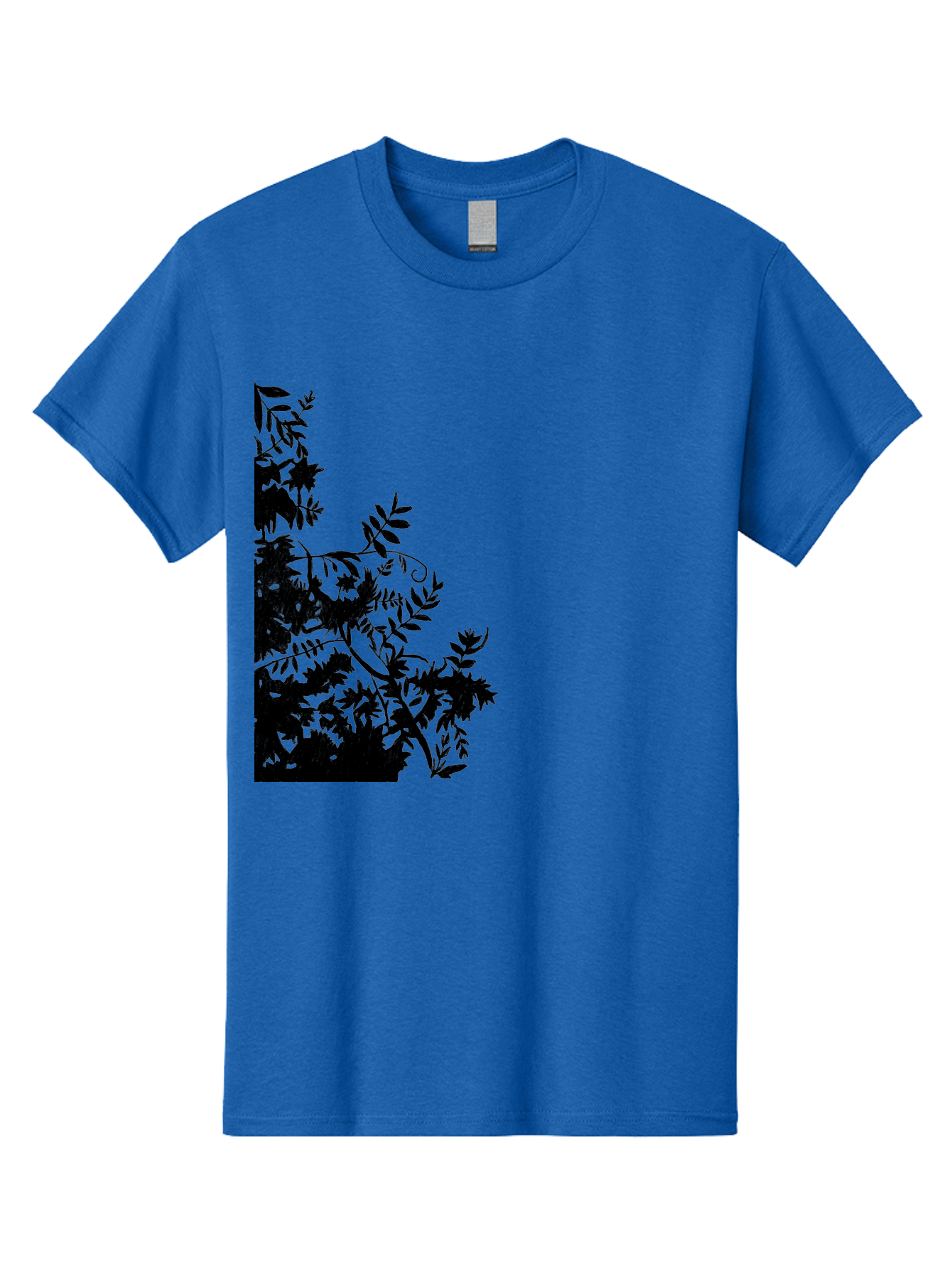 Floral-Silhouette Men'S Graphic Tee, 100% Cotton, Comfortable Casual Summer Wear, Machine Washable, Floral Silhouette, Black Leaves, Twisted Stems, Floral Arrangement, Botanical Design, Delicate Patterns, Intricate Details, Elegant Graphics Aac308