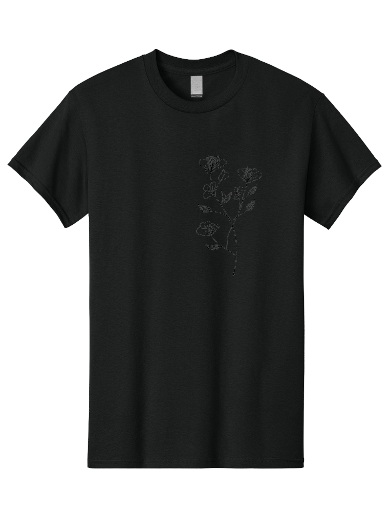 Flowers Men'S Graphic Tee, 100% Cotton, Comfortable Casual Summer Wear, Machine Washable, Simple Flowers, Line Art, Minimalist Design, Botanical Illustration, Delicate Petals, Elegant Stem, Artistic Expression, Floral Art Aac313
