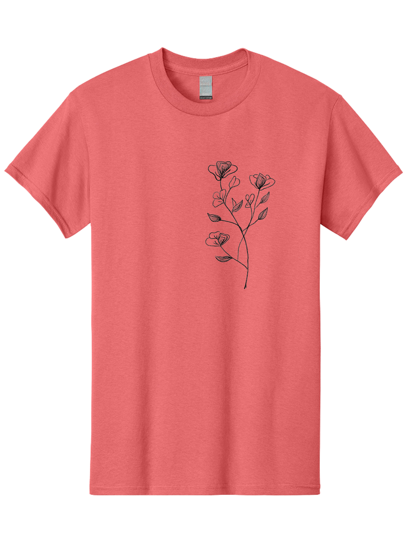 Flowers Men'S Graphic Tee, 100% Cotton, Comfortable Casual Summer Wear, Machine Washable, Simple Flowers, Line Art, Minimalist Design, Botanical Illustration, Delicate Petals, Elegant Stem, Artistic Expression, Floral Art Aac313