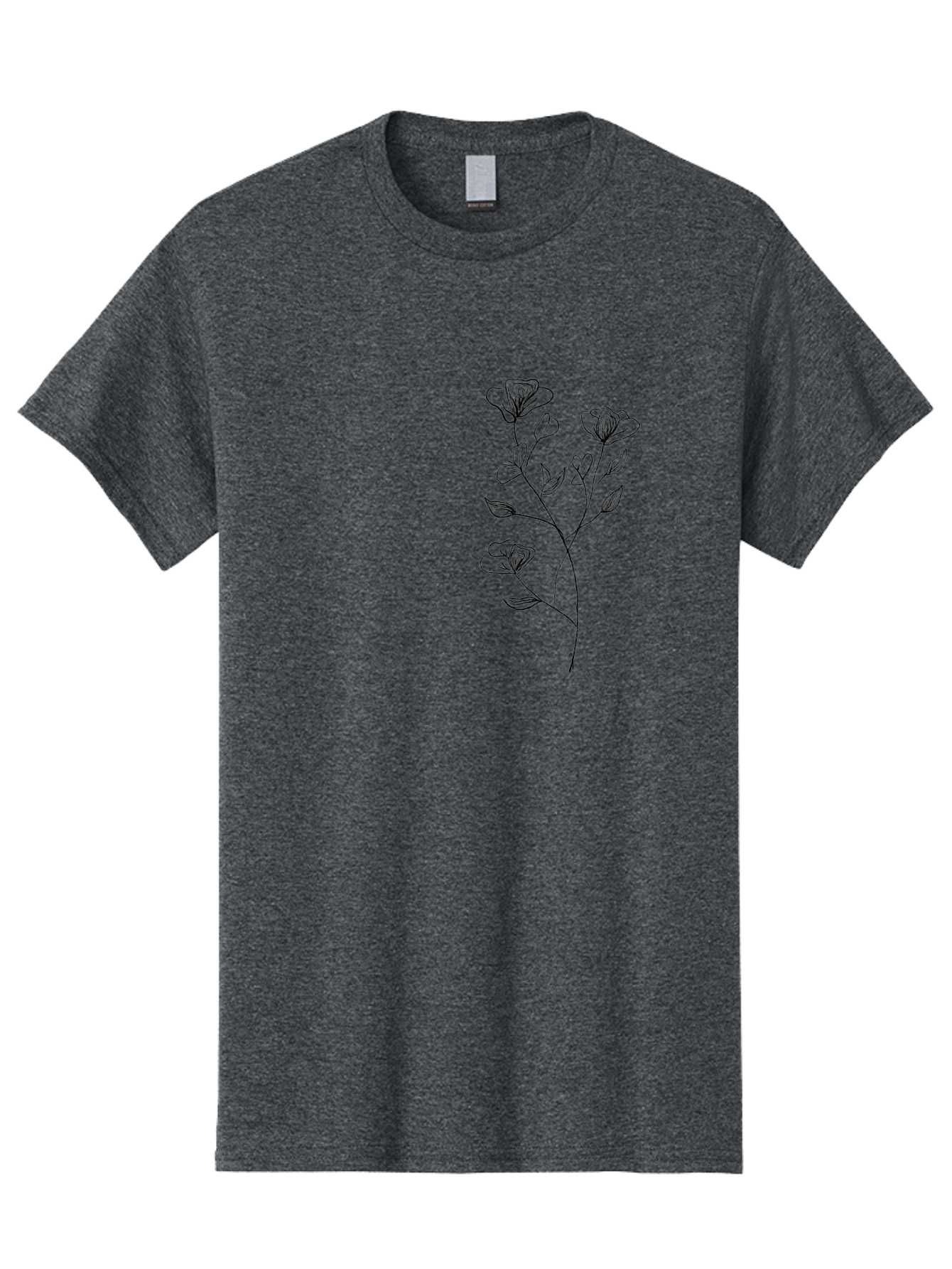 Flowers Men'S Graphic Tee, 100% Cotton, Comfortable Casual Summer Wear, Machine Washable, Simple Flowers, Line Art, Minimalist Design, Botanical Illustration, Delicate Petals, Elegant Stem, Artistic Expression, Floral Art Aac313