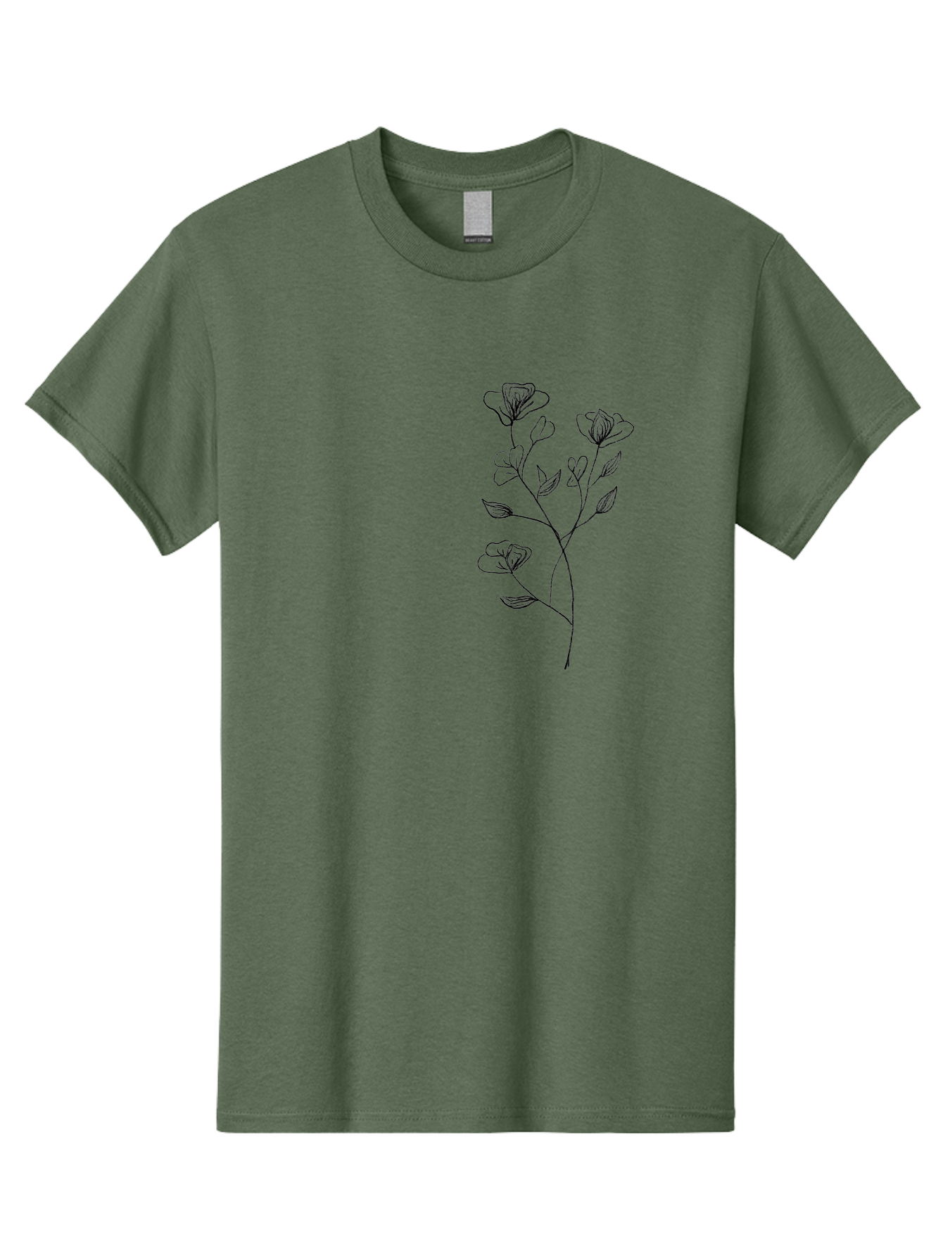 Flowers Men'S Graphic Tee, 100% Cotton, Comfortable Casual Summer Wear, Machine Washable, Simple Flowers, Line Art, Minimalist Design, Botanical Illustration, Delicate Petals, Elegant Stem, Artistic Expression, Floral Art Aac313