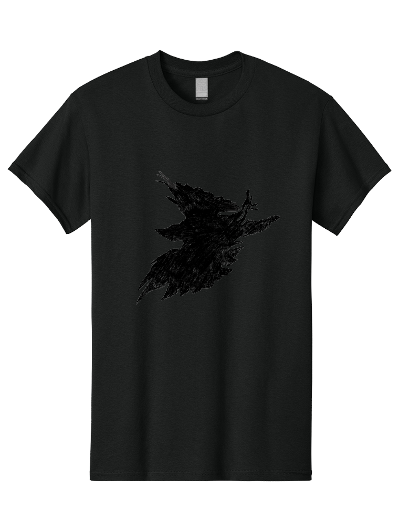 Flying-Bird-1 Men'S Graphic Tee, 100% Cotton, Comfortable Casual Summer Wear, Machine Washable, Black Bird In Flight, Silhouette, Abstract Art, Bird In Mid-Air, Wings Spread, Mysterious Creature, Dynamic Pose, Flying Bird, Dark Shape, Aac314