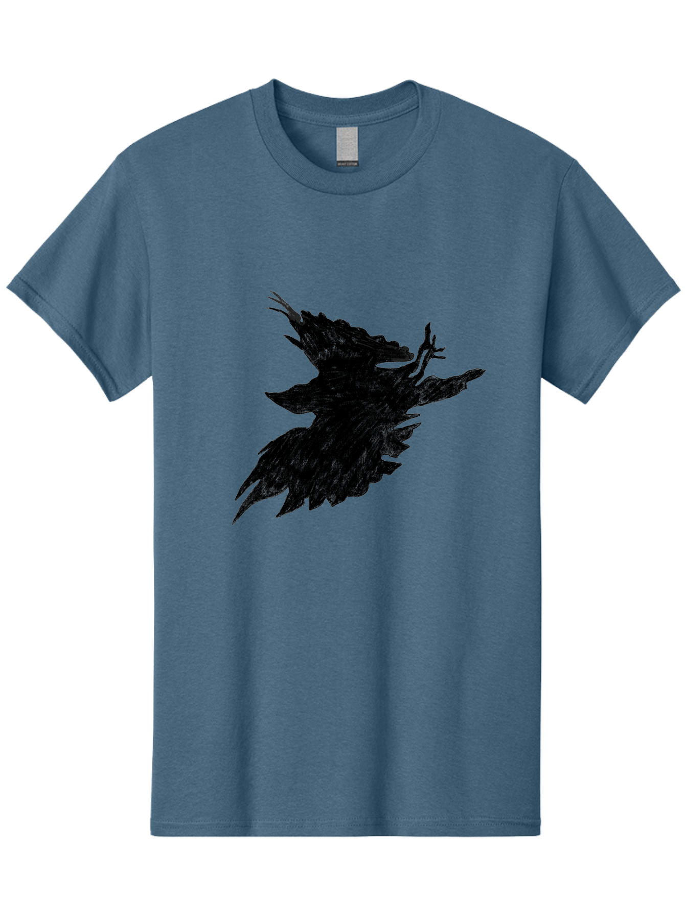 Flying-Bird-1 Men'S Graphic Tee, 100% Cotton, Comfortable Casual Summer Wear, Machine Washable, Black Bird In Flight, Silhouette, Abstract Art, Bird In Mid-Air, Wings Spread, Mysterious Creature, Dynamic Pose, Flying Bird, Dark Shape, Aac314