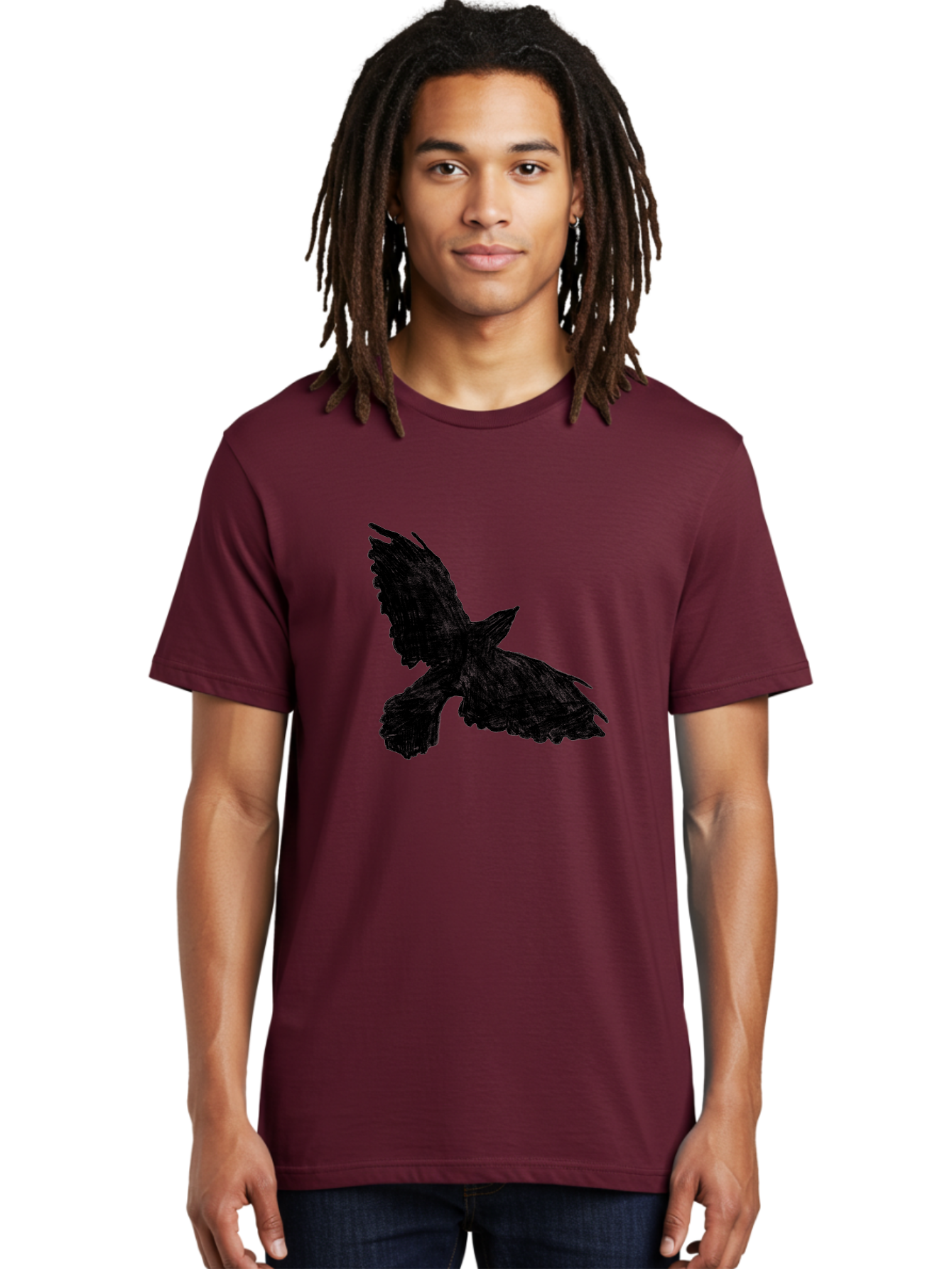 Flying-Bird Men'S Graphic Tee, 100% Cotton, Comfortable Casual Summer Wear, Machine Washable, Bird In Flight, Bird Silhouette, Flying Bird, Black Bird, Wingspan, Feathers, Bird'S Wings, Bird Flying, Winged Creature Aac315