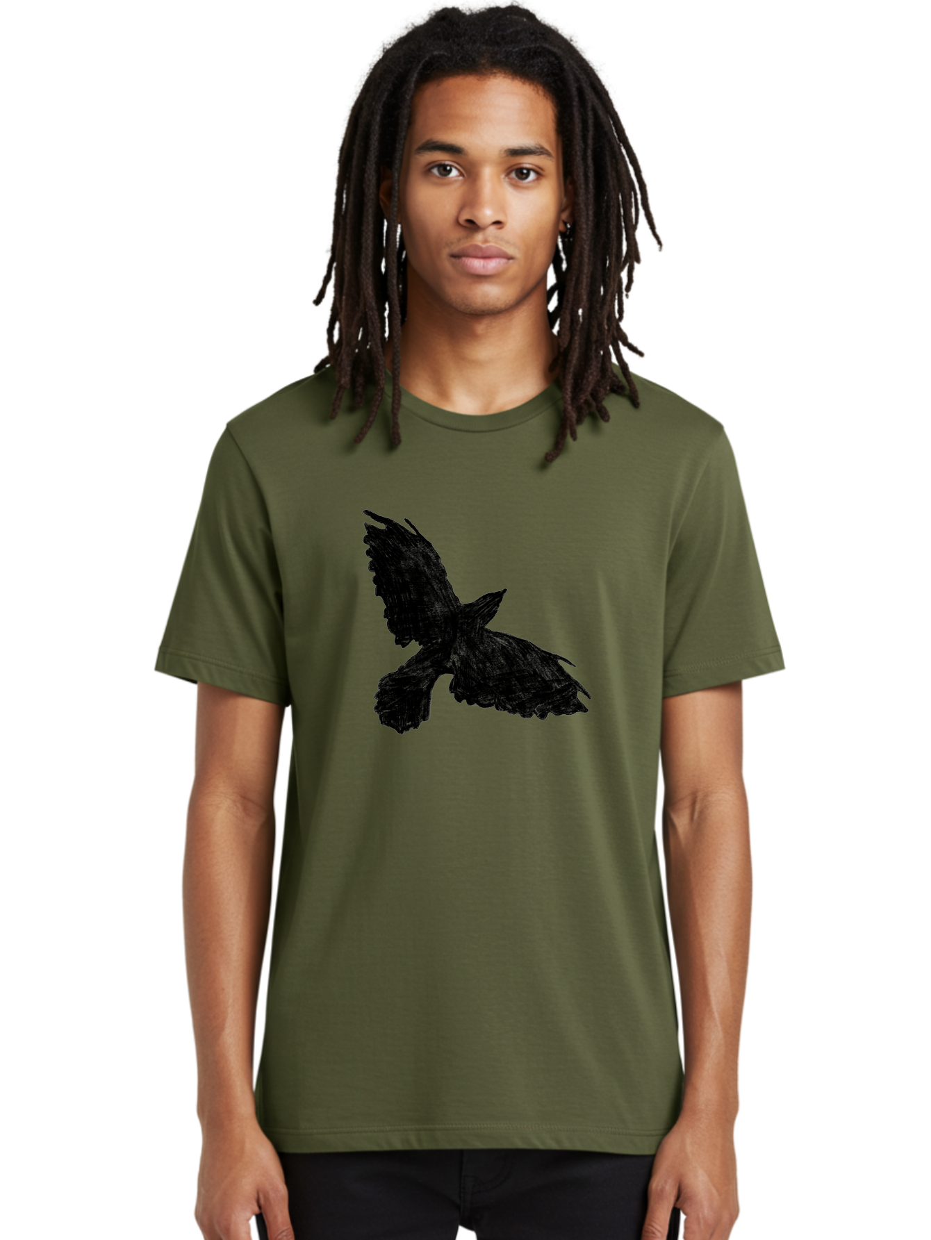Flying-Bird Men'S Graphic Tee, 100% Cotton, Comfortable Casual Summer Wear, Machine Washable, Bird In Flight, Bird Silhouette, Flying Bird, Black Bird, Wingspan, Feathers, Bird'S Wings, Bird Flying, Winged Creature Aac315