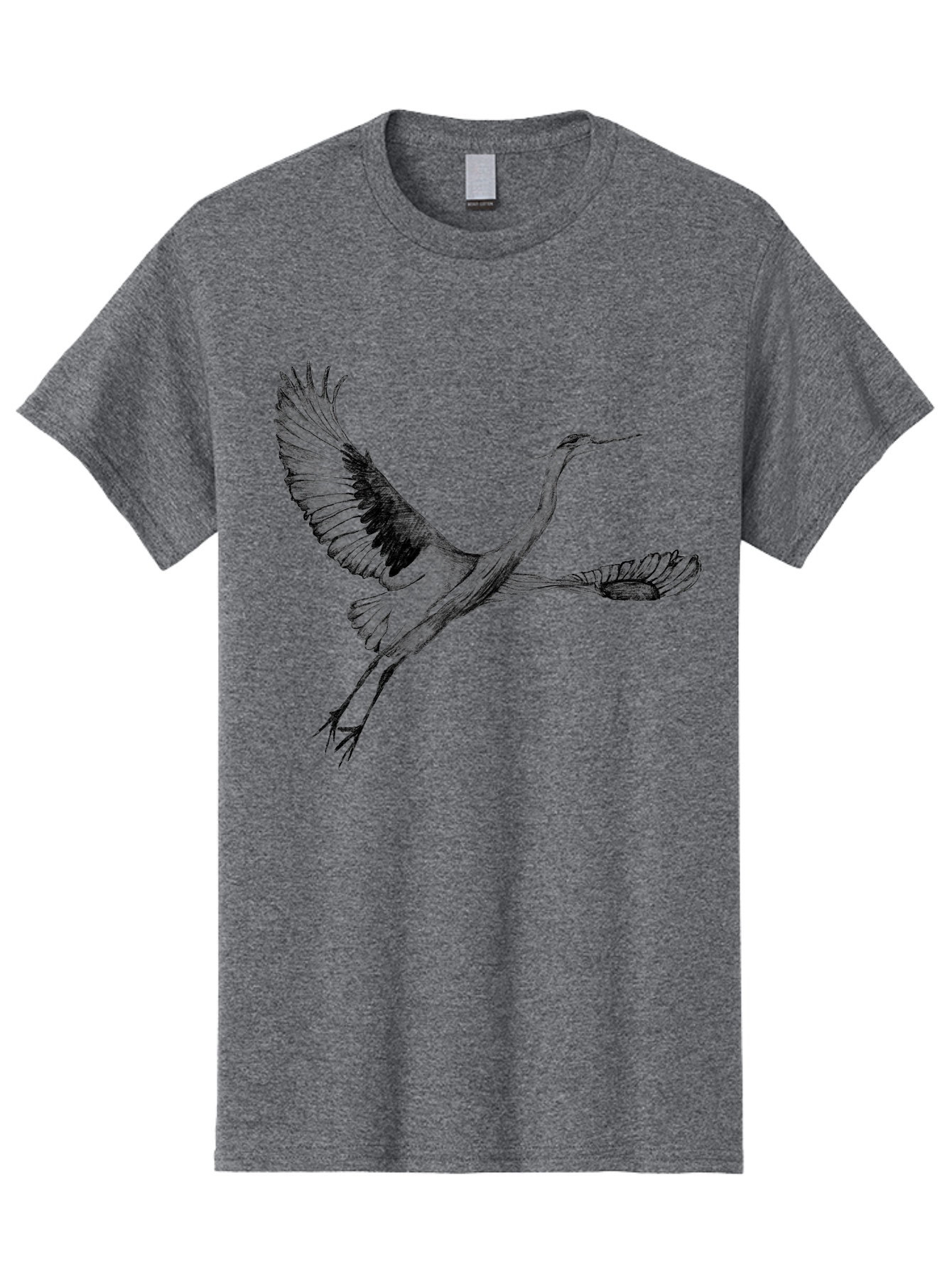 Flying-Crane Men'S Graphic Tee, 100% Cotton, Comfortable Casual Summer Wear, Machine Washable, Crane, Bird, Flying, Wildlife, Free Bird, Natural Elegance, Majestic Wings, Flying Crane, Dynamic Pose, Serene Atmosphere, Wild Bird Aac316