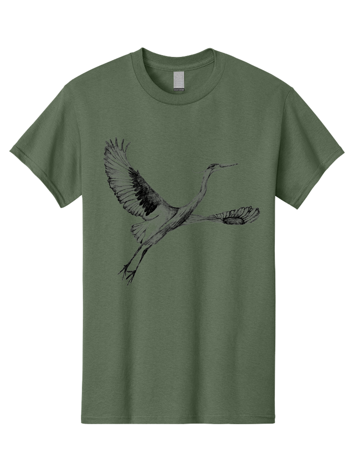 Flying-Crane Men'S Graphic Tee, 100% Cotton, Comfortable Casual Summer Wear, Machine Washable, Crane, Bird, Flying, Wildlife, Free Bird, Natural Elegance, Majestic Wings, Flying Crane, Dynamic Pose, Serene Atmosphere, Wild Bird Aac316