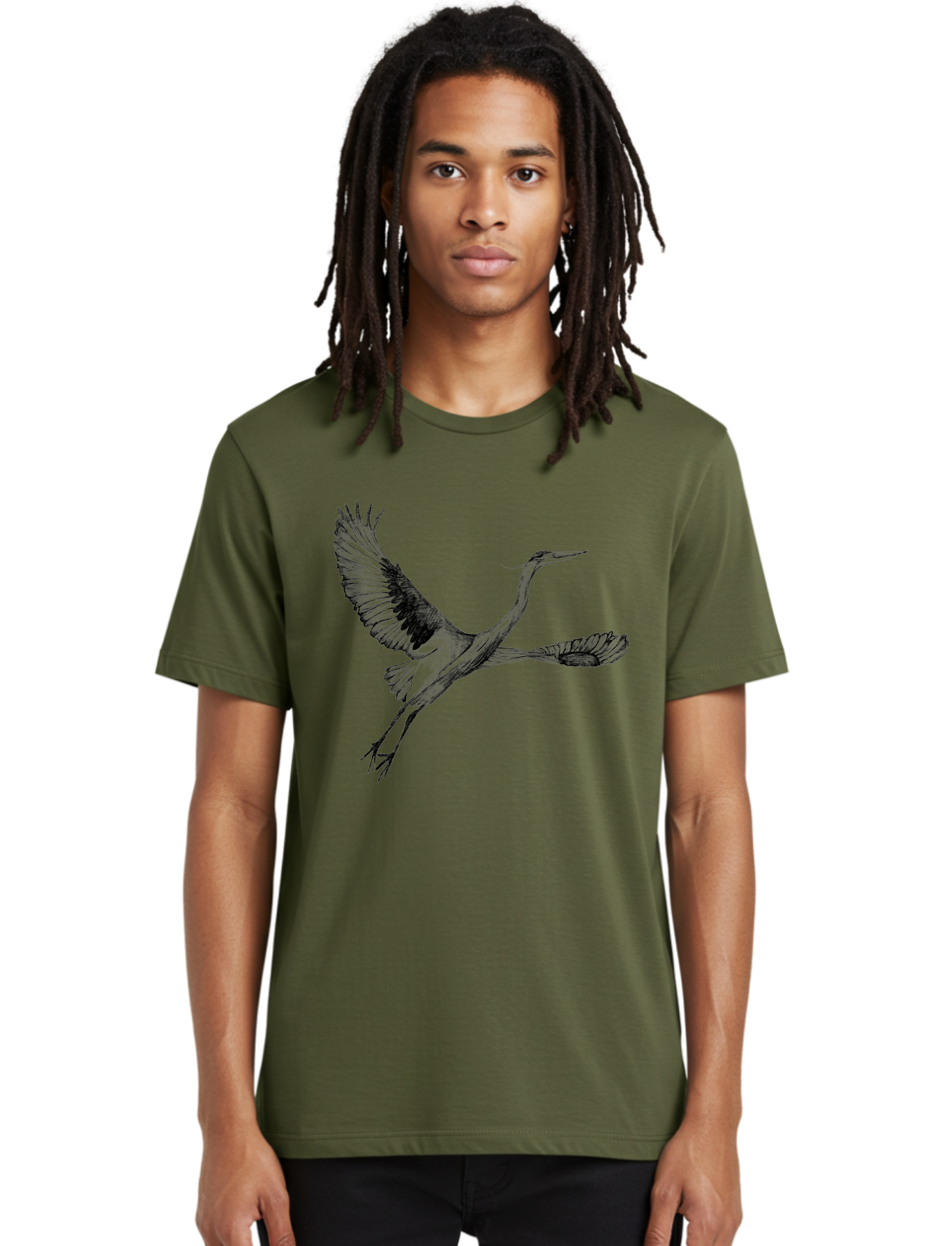 Flying-Crane Men'S Graphic Tee, 100% Cotton, Comfortable Casual Summer Wear, Machine Washable, Crane, Bird, Flying, Wildlife, Free Bird, Natural Elegance, Majestic Wings, Flying Crane, Dynamic Pose, Serene Atmosphere, Wild Bird Aac316