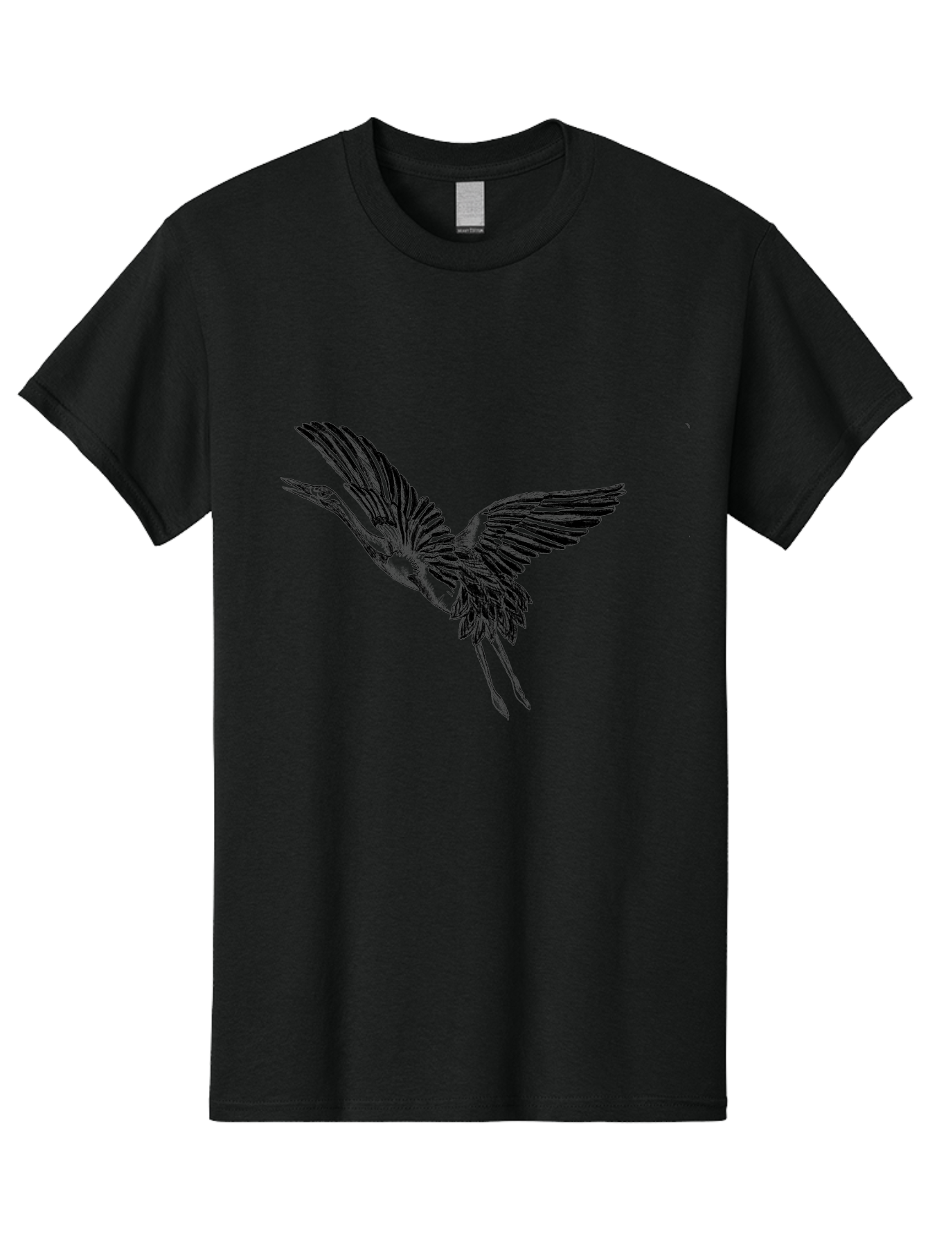 Flying-Heron Men'S Graphic Tee, 100% Cotton, Comfortable Casual Summer Wear, Machine Washable, Heron In Flight, Bird Silhouette, Wingspan, Flying Bird, Nature Illustration, Wildlife Art, Monochrome Graphics, Heron Illustration, Bird In Flight Aac317