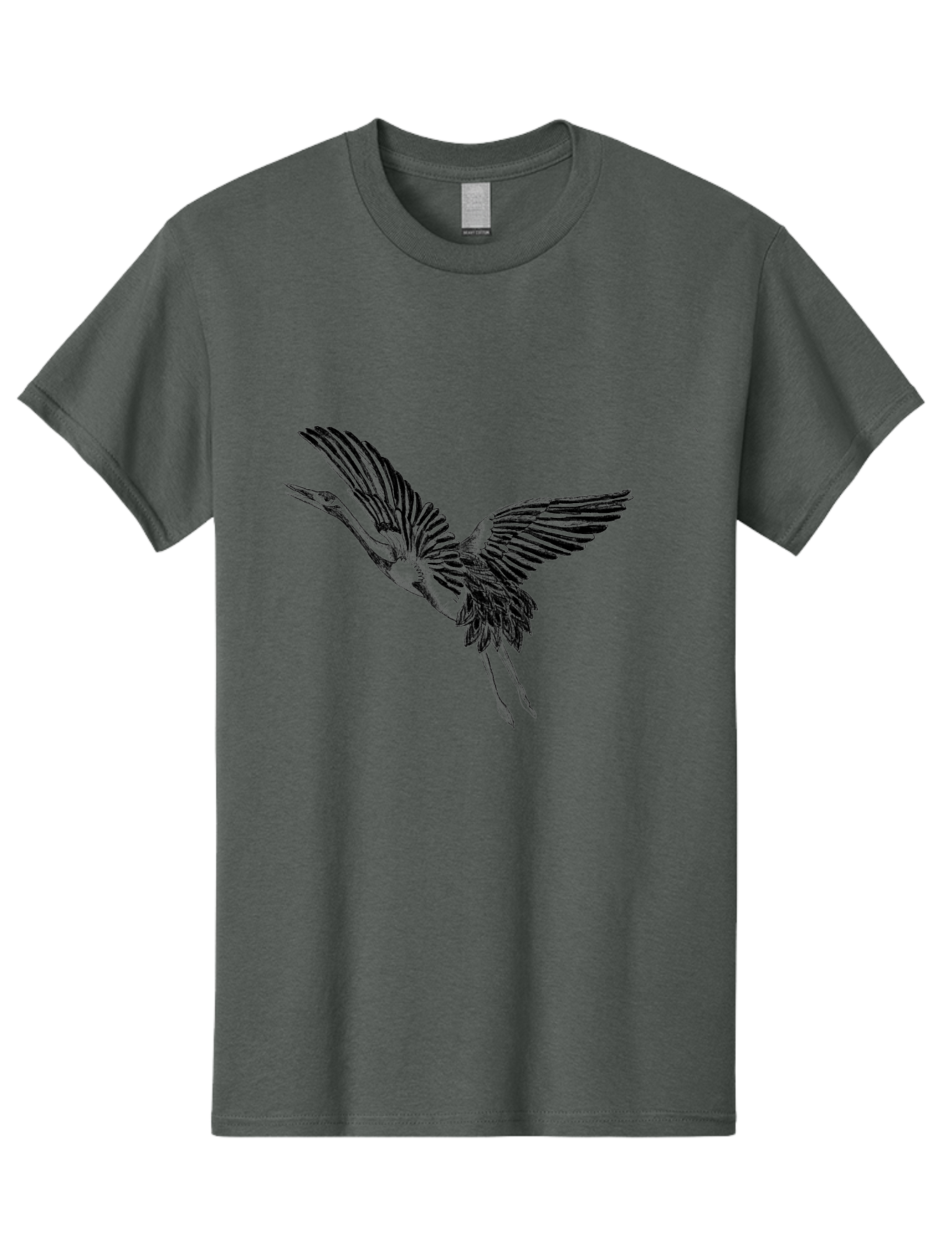 Flying-Heron Men'S Graphic Tee, 100% Cotton, Comfortable Casual Summer Wear, Machine Washable, Heron In Flight, Bird Silhouette, Wingspan, Flying Bird, Nature Illustration, Wildlife Art, Monochrome Graphics, Heron Illustration, Bird In Flight Aac317