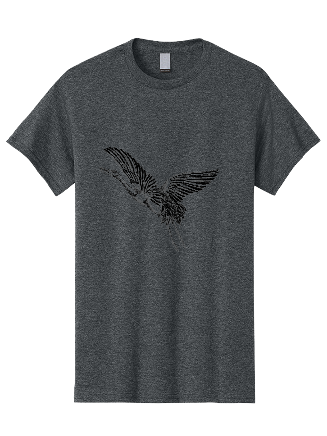 Flying-Heron Men'S Graphic Tee, 100% Cotton, Comfortable Casual Summer Wear, Machine Washable, Heron In Flight, Bird Silhouette, Wingspan, Flying Bird, Nature Illustration, Wildlife Art, Monochrome Graphics, Heron Illustration, Bird In Flight Aac317