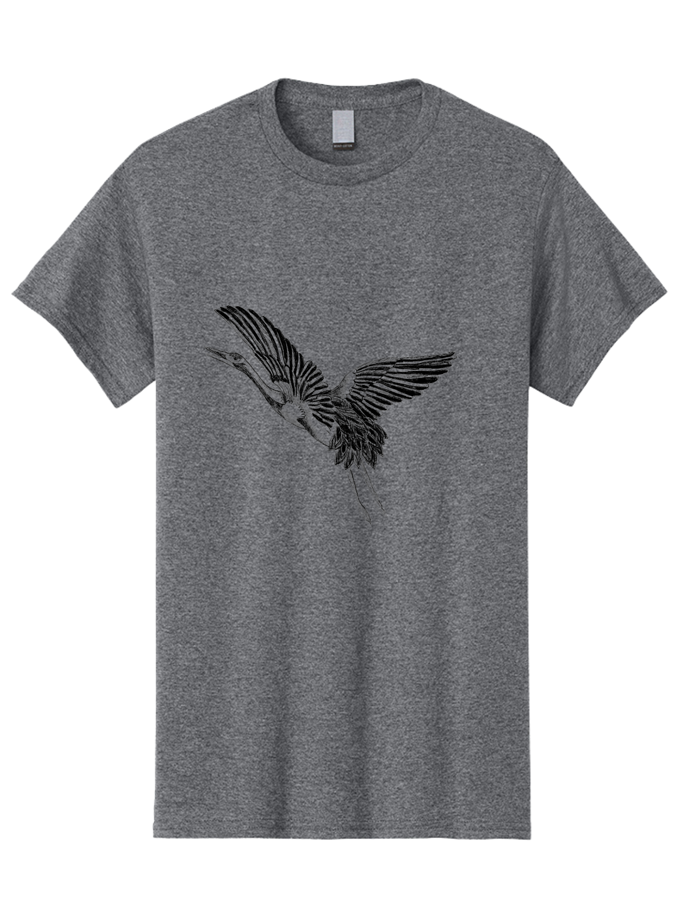 Flying-Heron Men'S Graphic Tee, 100% Cotton, Comfortable Casual Summer Wear, Machine Washable, Heron In Flight, Bird Silhouette, Wingspan, Flying Bird, Nature Illustration, Wildlife Art, Monochrome Graphics, Heron Illustration, Bird In Flight Aac317