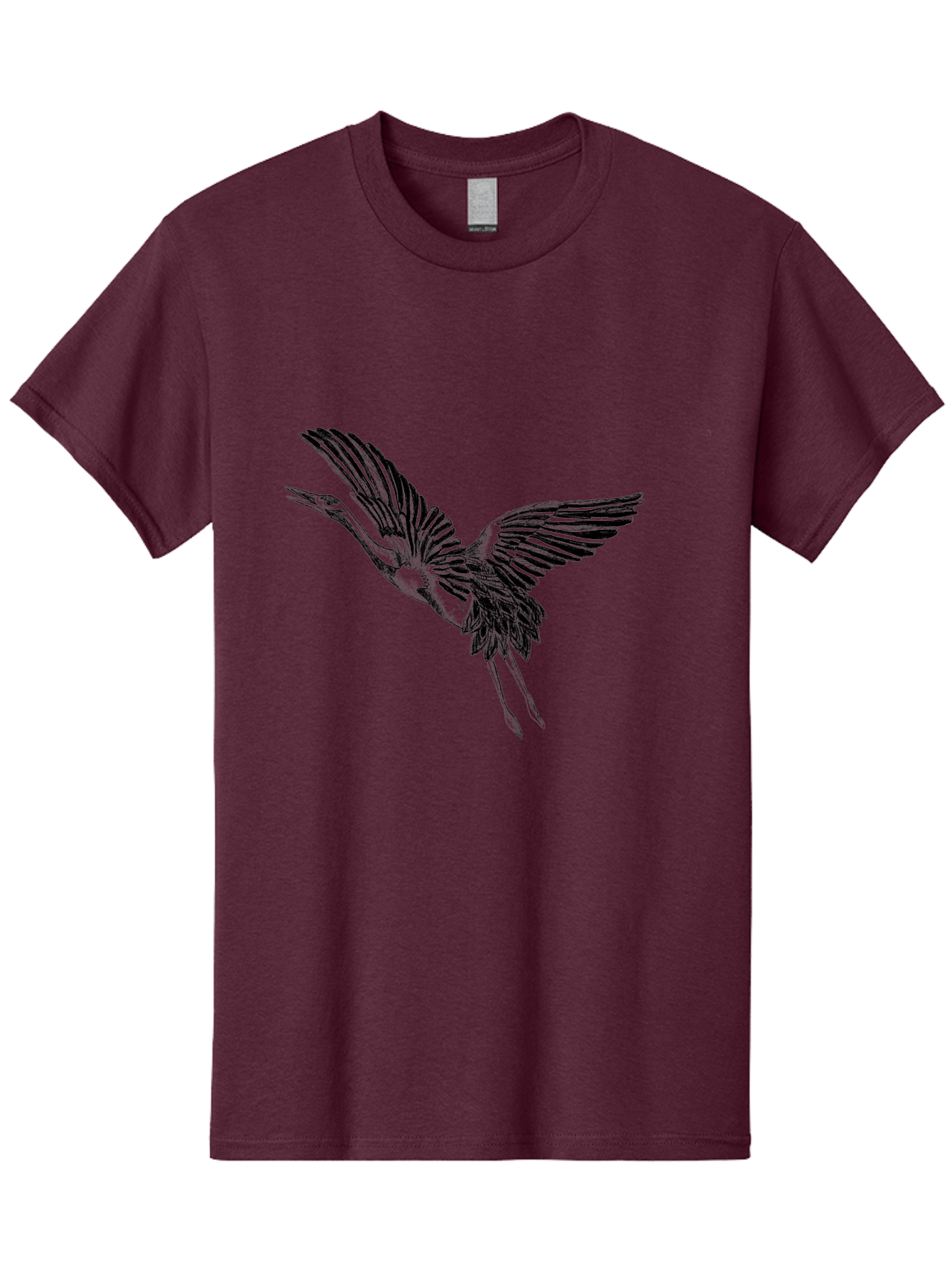 Flying-Heron Men'S Graphic Tee, 100% Cotton, Comfortable Casual Summer Wear, Machine Washable, Heron In Flight, Bird Silhouette, Wingspan, Flying Bird, Nature Illustration, Wildlife Art, Monochrome Graphics, Heron Illustration, Bird In Flight Aac317