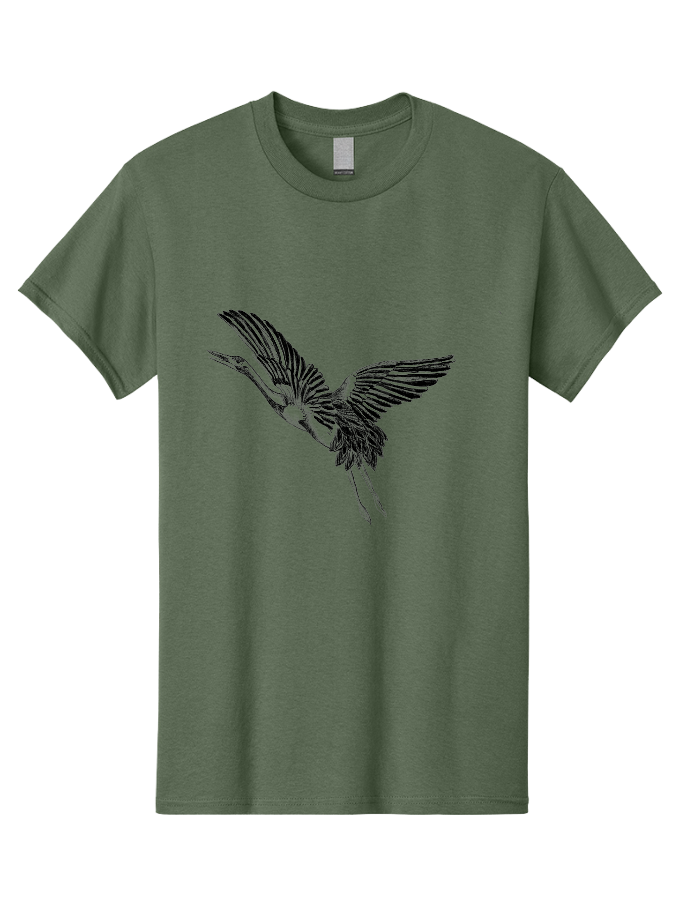 Flying-Heron Men'S Graphic Tee, 100% Cotton, Comfortable Casual Summer Wear, Machine Washable, Heron In Flight, Bird Silhouette, Wingspan, Flying Bird, Nature Illustration, Wildlife Art, Monochrome Graphics, Heron Illustration, Bird In Flight Aac317