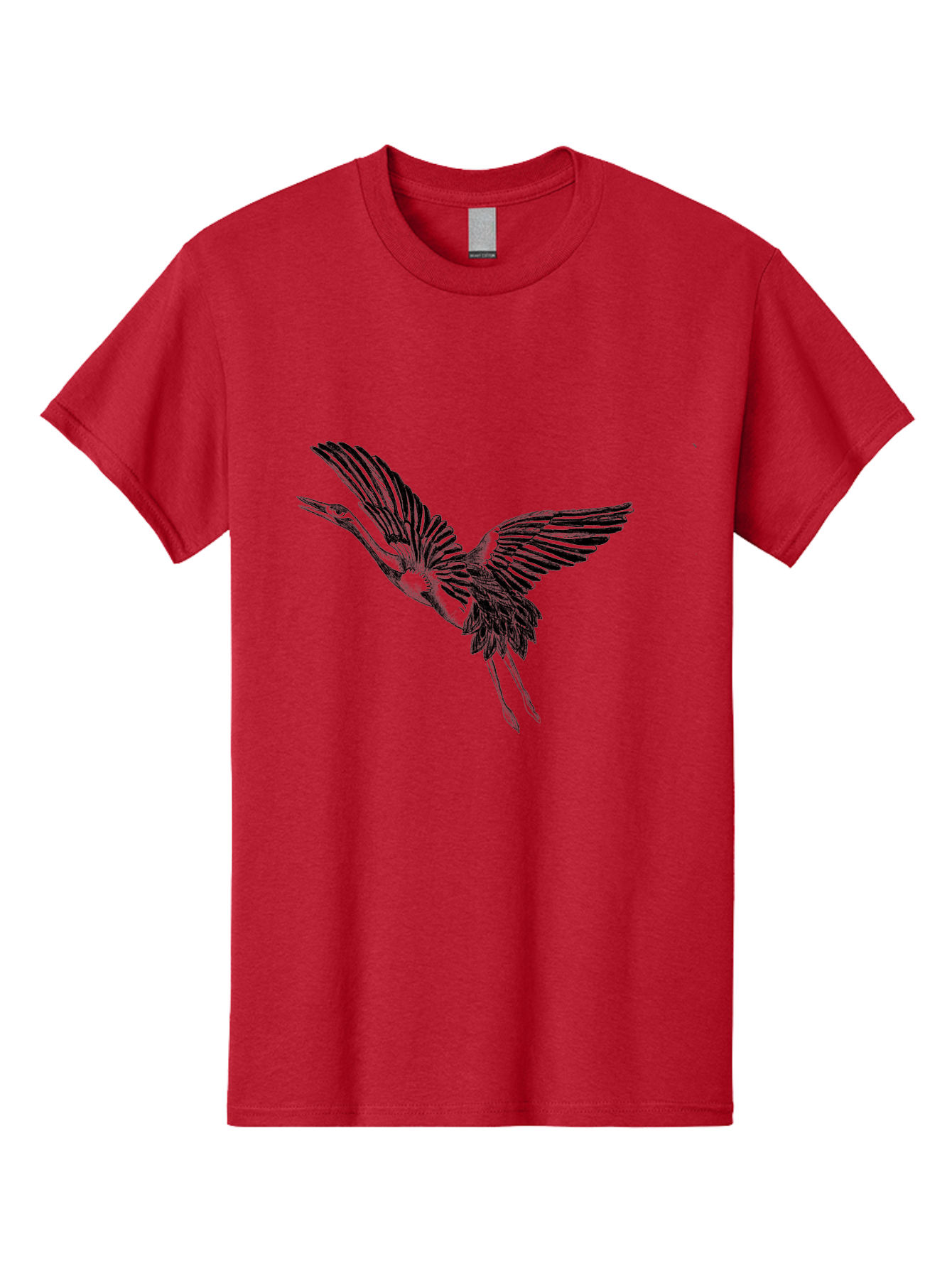 Flying-Heron Men'S Graphic Tee, 100% Cotton, Comfortable Casual Summer Wear, Machine Washable, Heron In Flight, Bird Silhouette, Wingspan, Flying Bird, Nature Illustration, Wildlife Art, Monochrome Graphics, Heron Illustration, Bird In Flight Aac317
