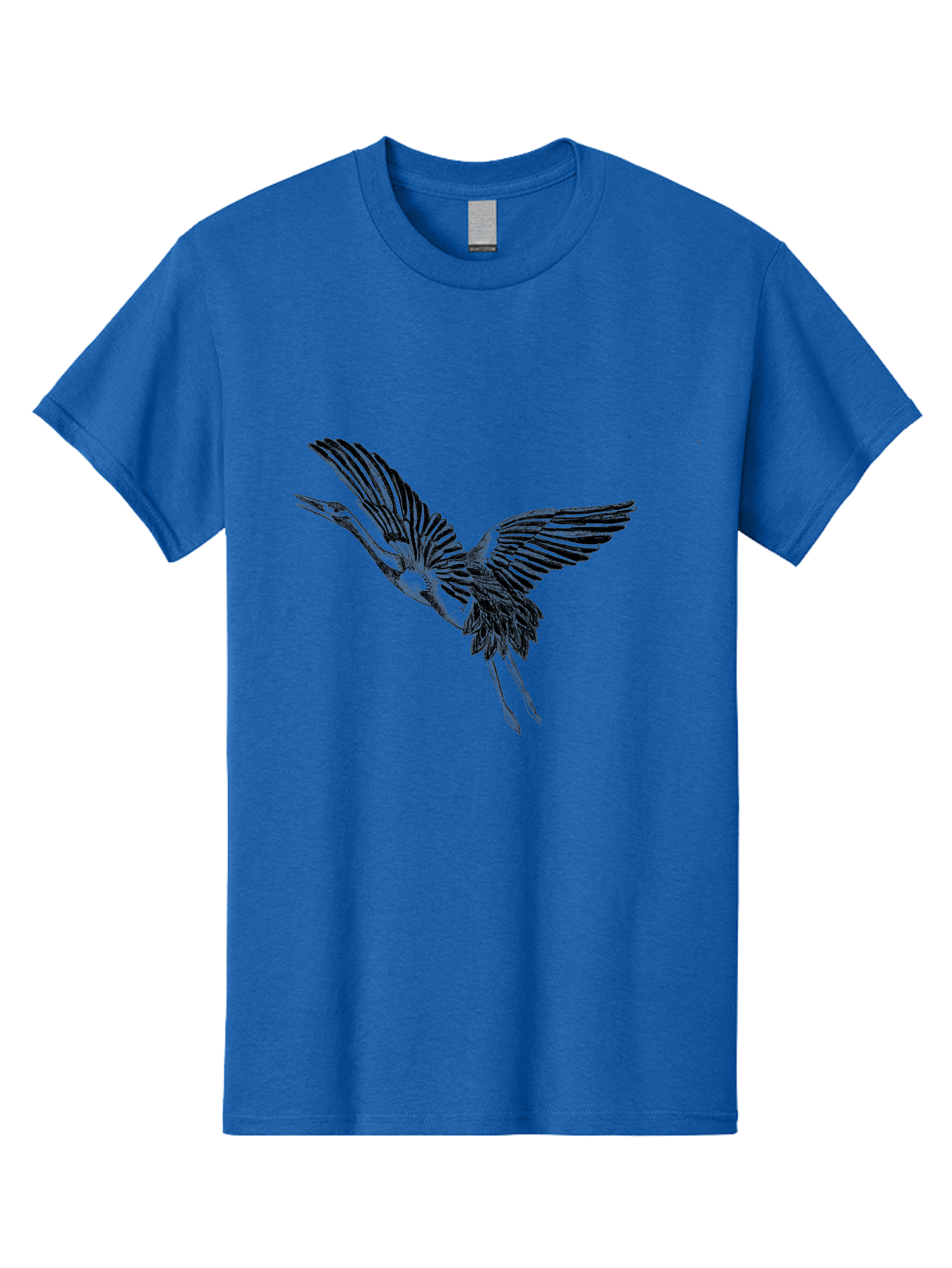 Flying-Heron Men'S Graphic Tee, 100% Cotton, Comfortable Casual Summer Wear, Machine Washable, Heron In Flight, Bird Silhouette, Wingspan, Flying Bird, Nature Illustration, Wildlife Art, Monochrome Graphics, Heron Illustration, Bird In Flight Aac317