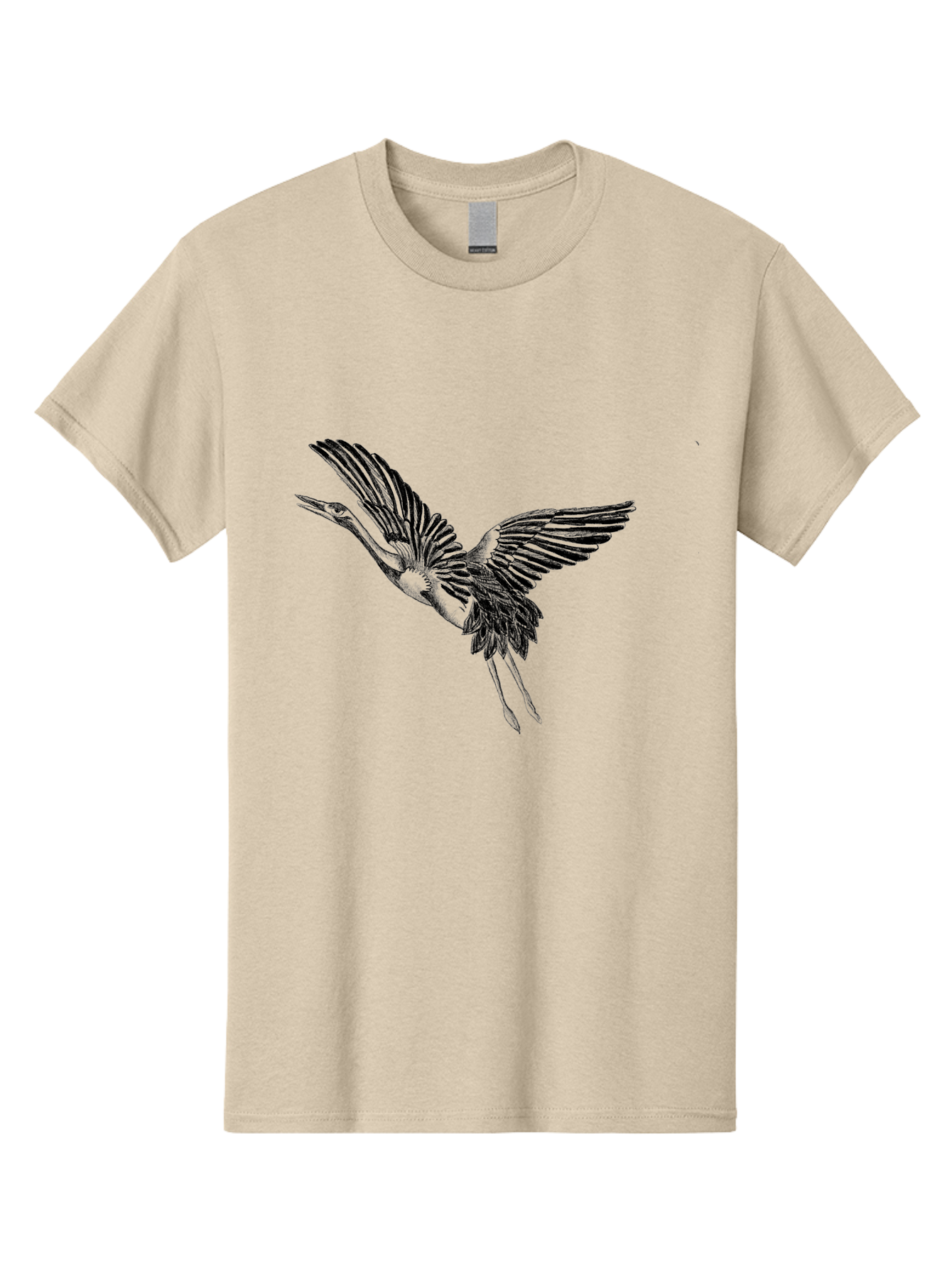 Flying-Heron Men'S Graphic Tee, 100% Cotton, Comfortable Casual Summer Wear, Machine Washable, Heron In Flight, Bird Silhouette, Wingspan, Flying Bird, Nature Illustration, Wildlife Art, Monochrome Graphics, Heron Illustration, Bird In Flight Aac317