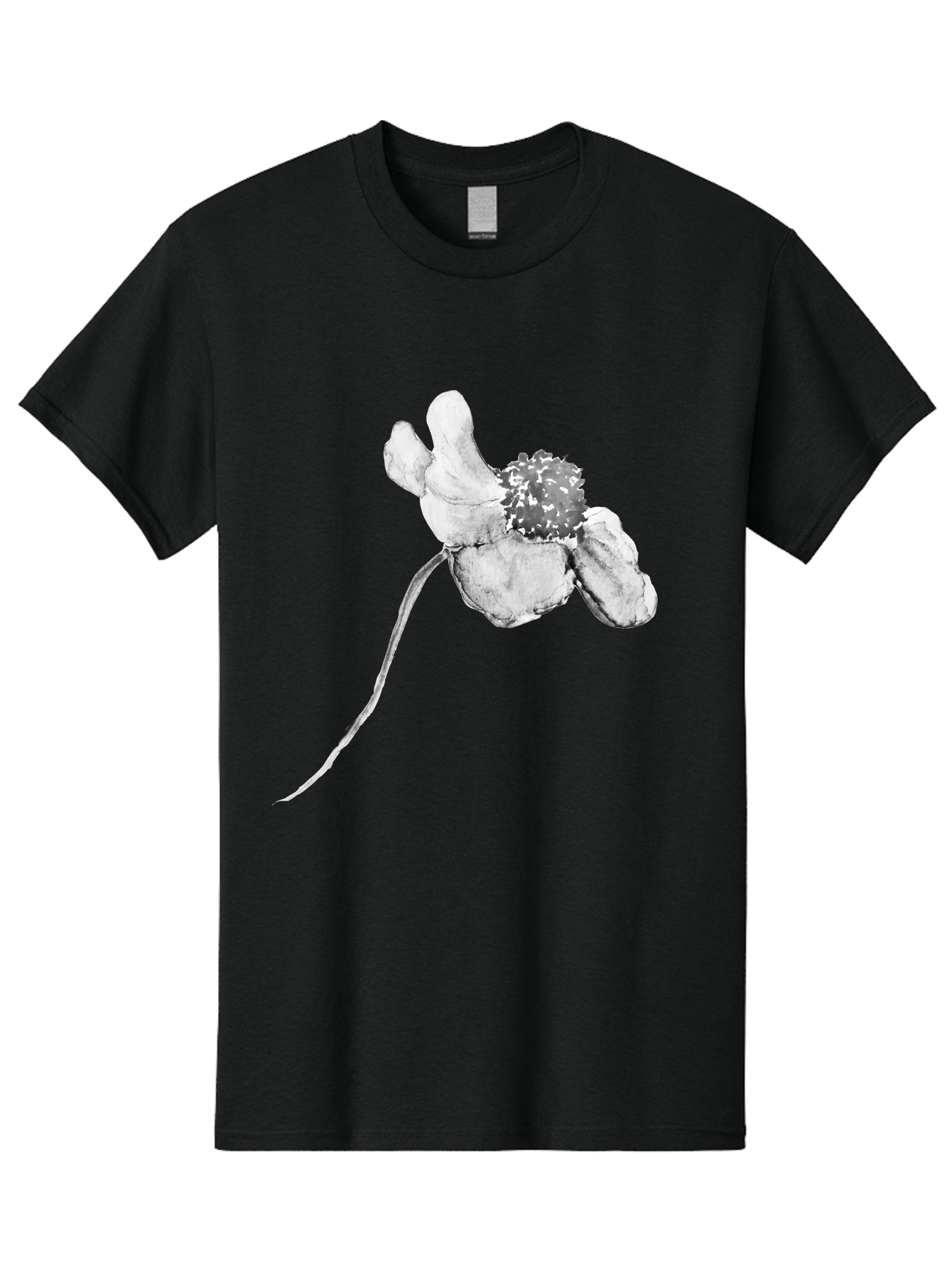 Hand-Drawn-Mouse Men'S Graphic Tee, 100% Cotton, Comfortable Casual Summer Wear, Machine Washable, White Flower, Minimalist Design, Simple Graphics, Digital Illustration, Flower Graphic, Elegant, Modern Art, Clean Lines, Abstract Flower Aac320