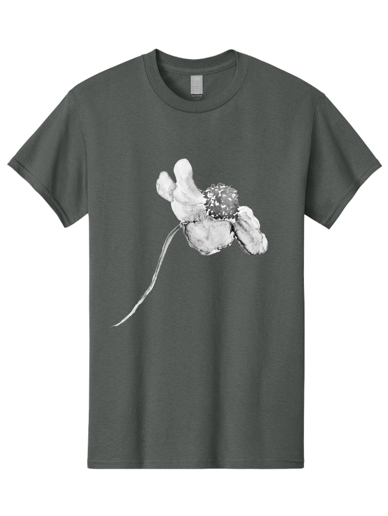 Hand-Drawn-Mouse Men'S Graphic Tee, 100% Cotton, Comfortable Casual Summer Wear, Machine Washable, White Flower, Minimalist Design, Simple Graphics, Digital Illustration, Flower Graphic, Elegant, Modern Art, Clean Lines, Abstract Flower Aac320