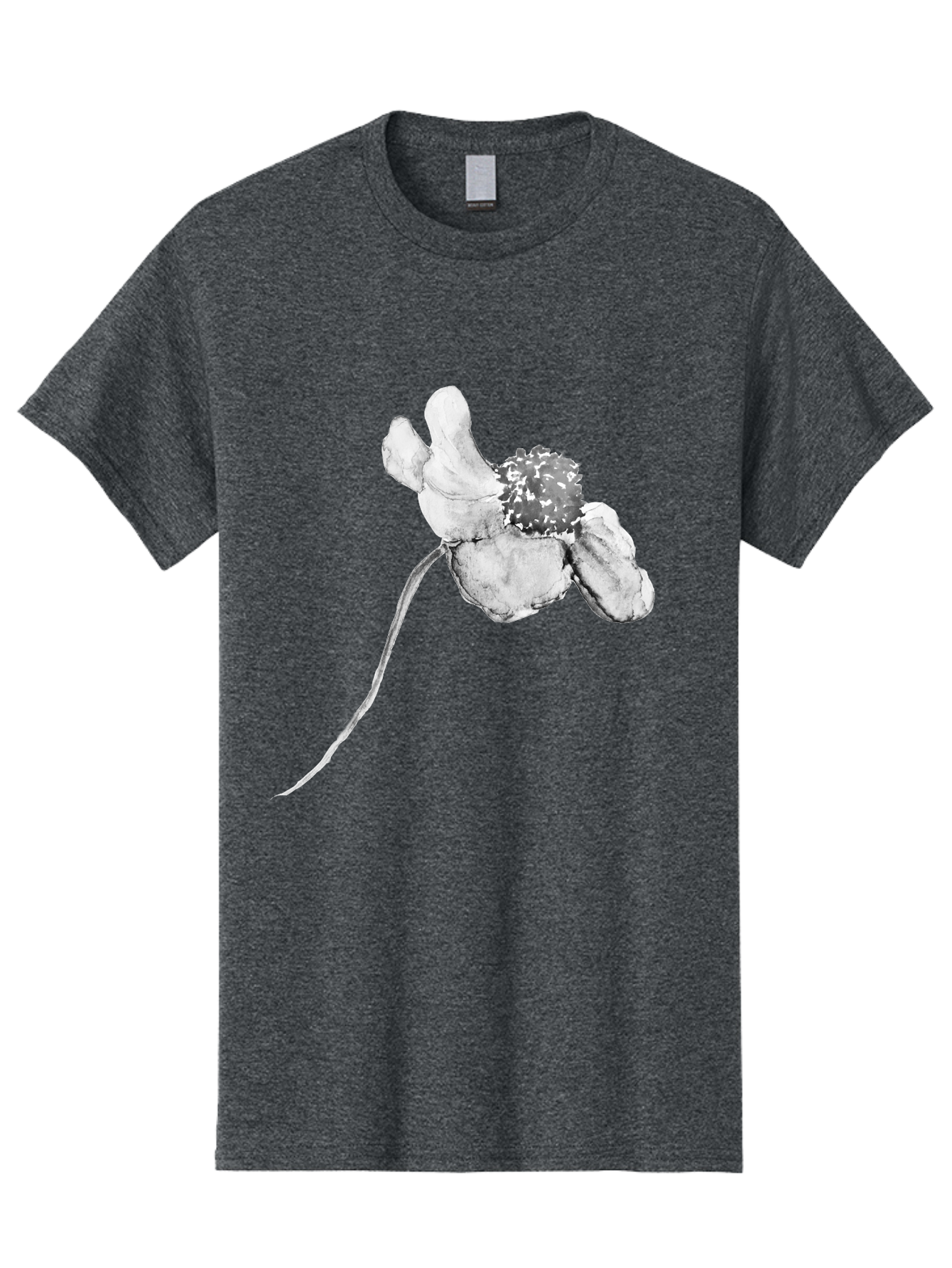 Hand-Drawn-Mouse Men'S Graphic Tee, 100% Cotton, Comfortable Casual Summer Wear, Machine Washable, White Flower, Minimalist Design, Simple Graphics, Digital Illustration, Flower Graphic, Elegant, Modern Art, Clean Lines, Abstract Flower Aac320