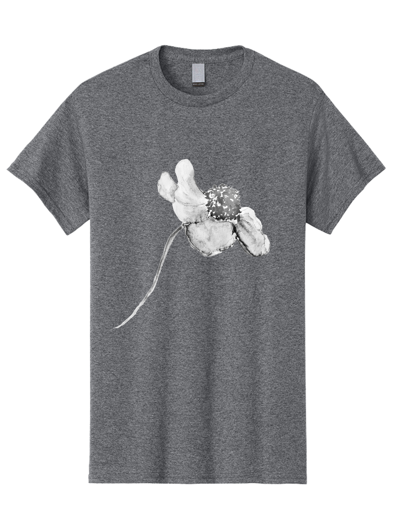 Hand-Drawn-Mouse Men'S Graphic Tee, 100% Cotton, Comfortable Casual Summer Wear, Machine Washable, White Flower, Minimalist Design, Simple Graphics, Digital Illustration, Flower Graphic, Elegant, Modern Art, Clean Lines, Abstract Flower Aac320