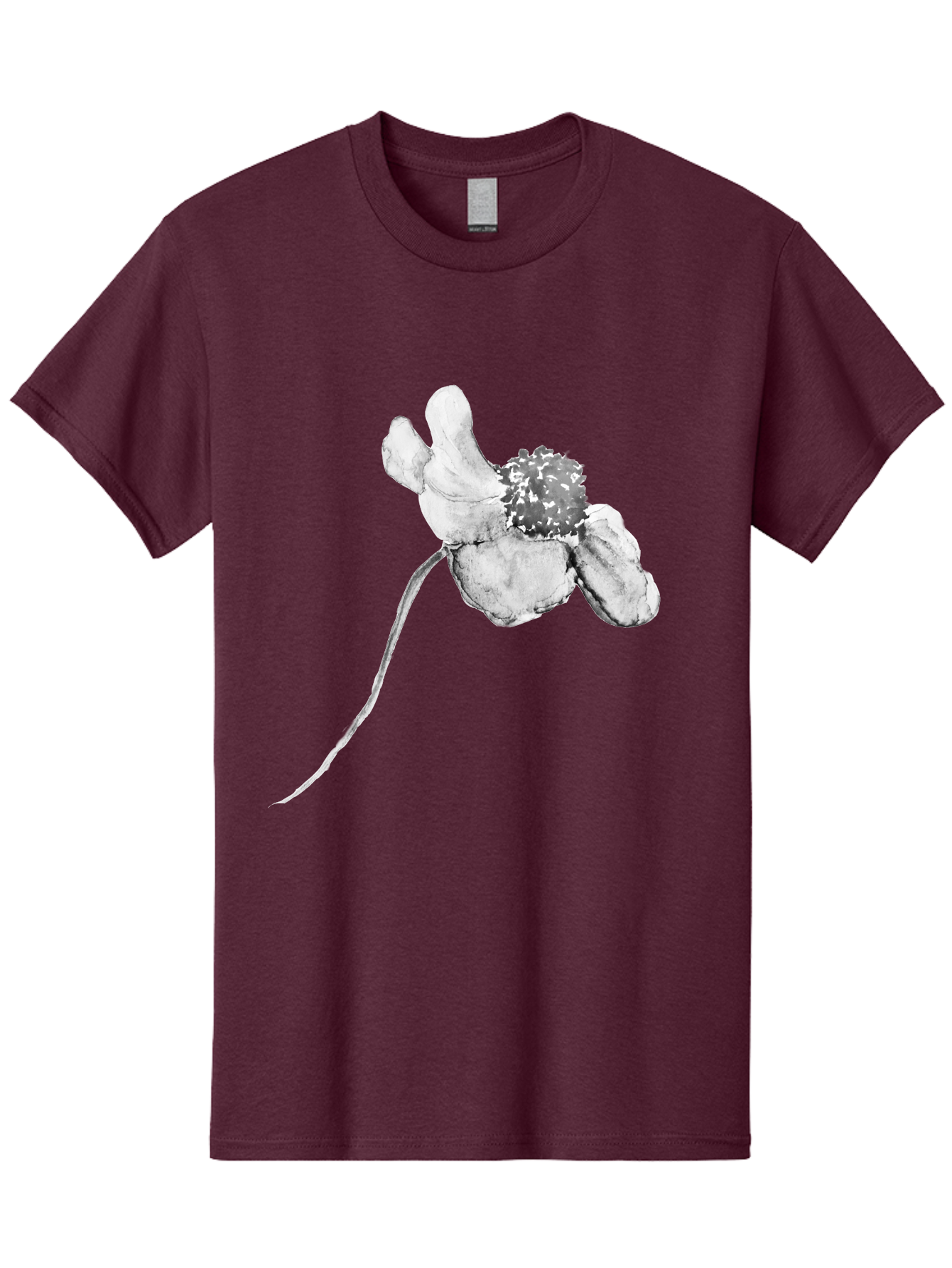 Hand-Drawn-Mouse Men'S Graphic Tee, 100% Cotton, Comfortable Casual Summer Wear, Machine Washable, White Flower, Minimalist Design, Simple Graphics, Digital Illustration, Flower Graphic, Elegant, Modern Art, Clean Lines, Abstract Flower Aac320