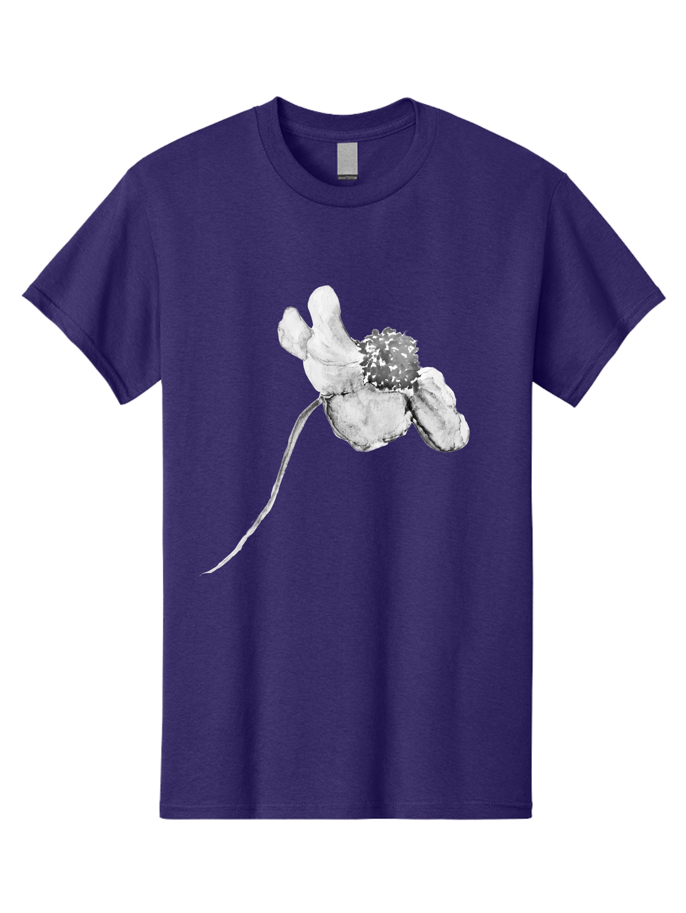 Hand-Drawn-Mouse Men'S Graphic Tee, 100% Cotton, Comfortable Casual Summer Wear, Machine Washable, White Flower, Minimalist Design, Simple Graphics, Digital Illustration, Flower Graphic, Elegant, Modern Art, Clean Lines, Abstract Flower Aac320