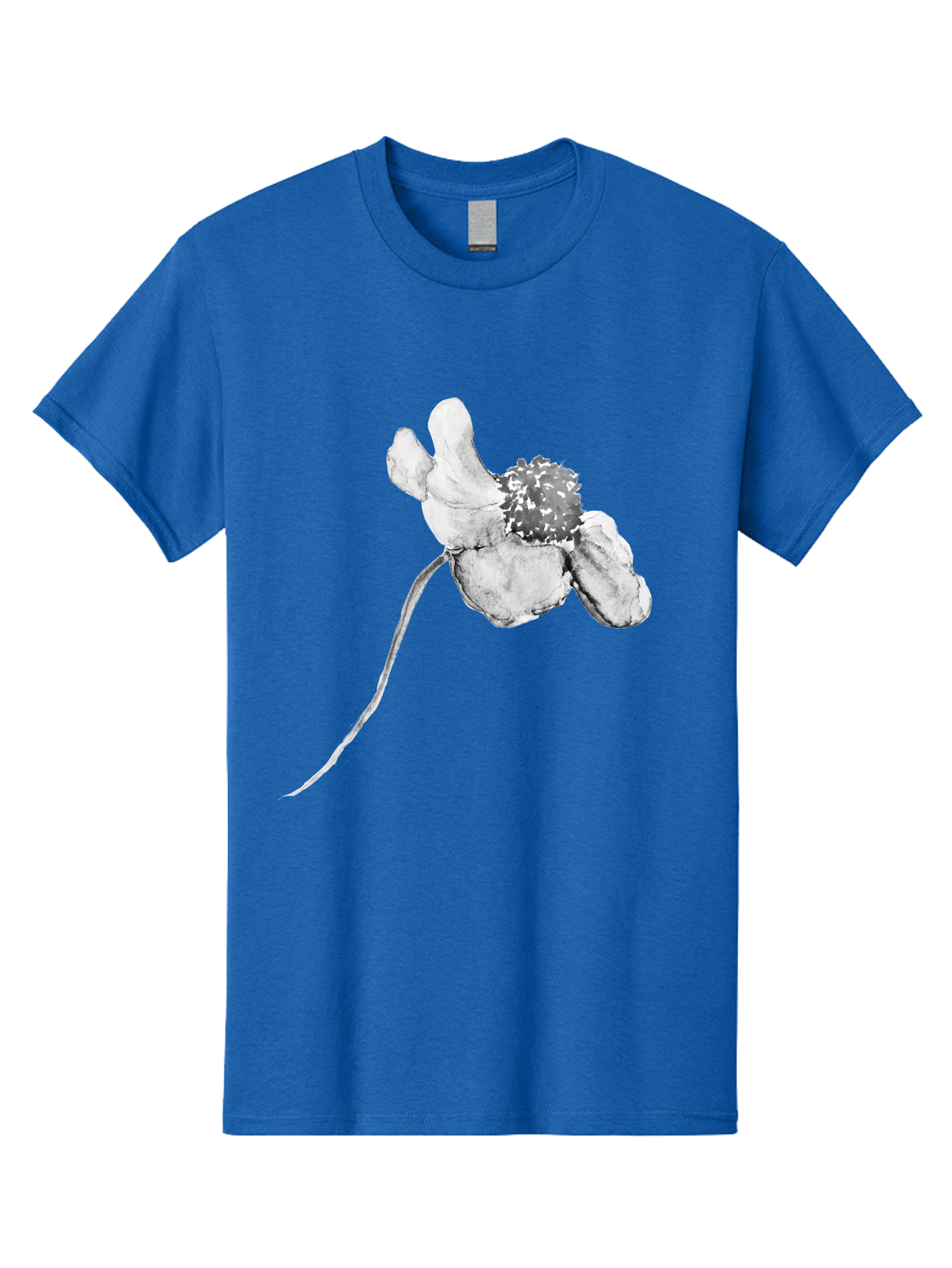 Hand-Drawn-Mouse Men'S Graphic Tee, 100% Cotton, Comfortable Casual Summer Wear, Machine Washable, White Flower, Minimalist Design, Simple Graphics, Digital Illustration, Flower Graphic, Elegant, Modern Art, Clean Lines, Abstract Flower Aac320