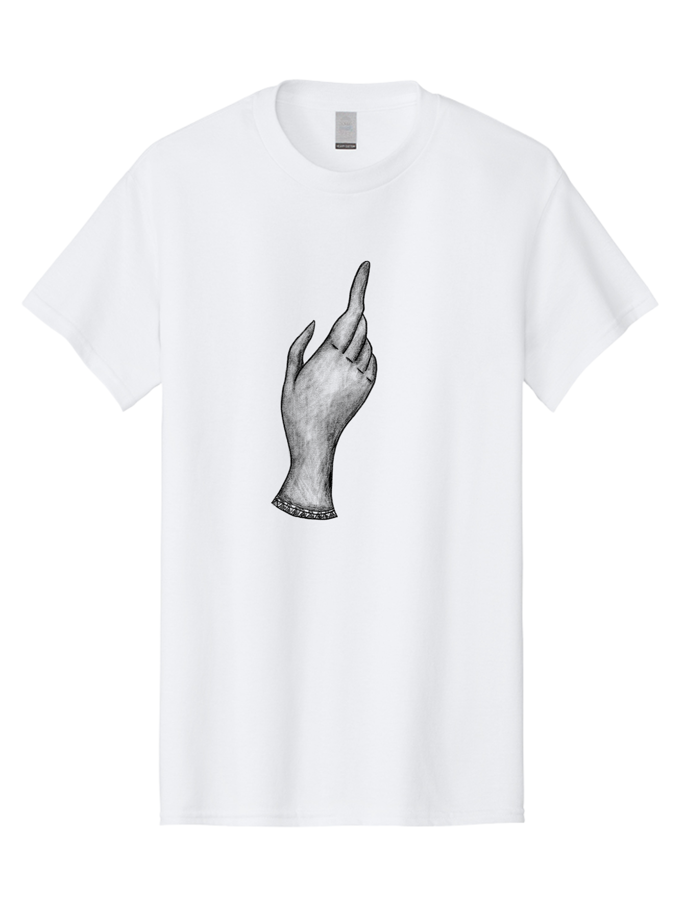Hand-Gesture Men'S Graphic Tee, 100% Cotton, Comfortable Casual Summer Wear, Machine Washable, Hand Gesture, Index Finger Pointing, Hand With Bracelet, Stylish Hand, Artistic Hand Drawing, Gesture Of Emphasis, Creative Gesture Aac321
