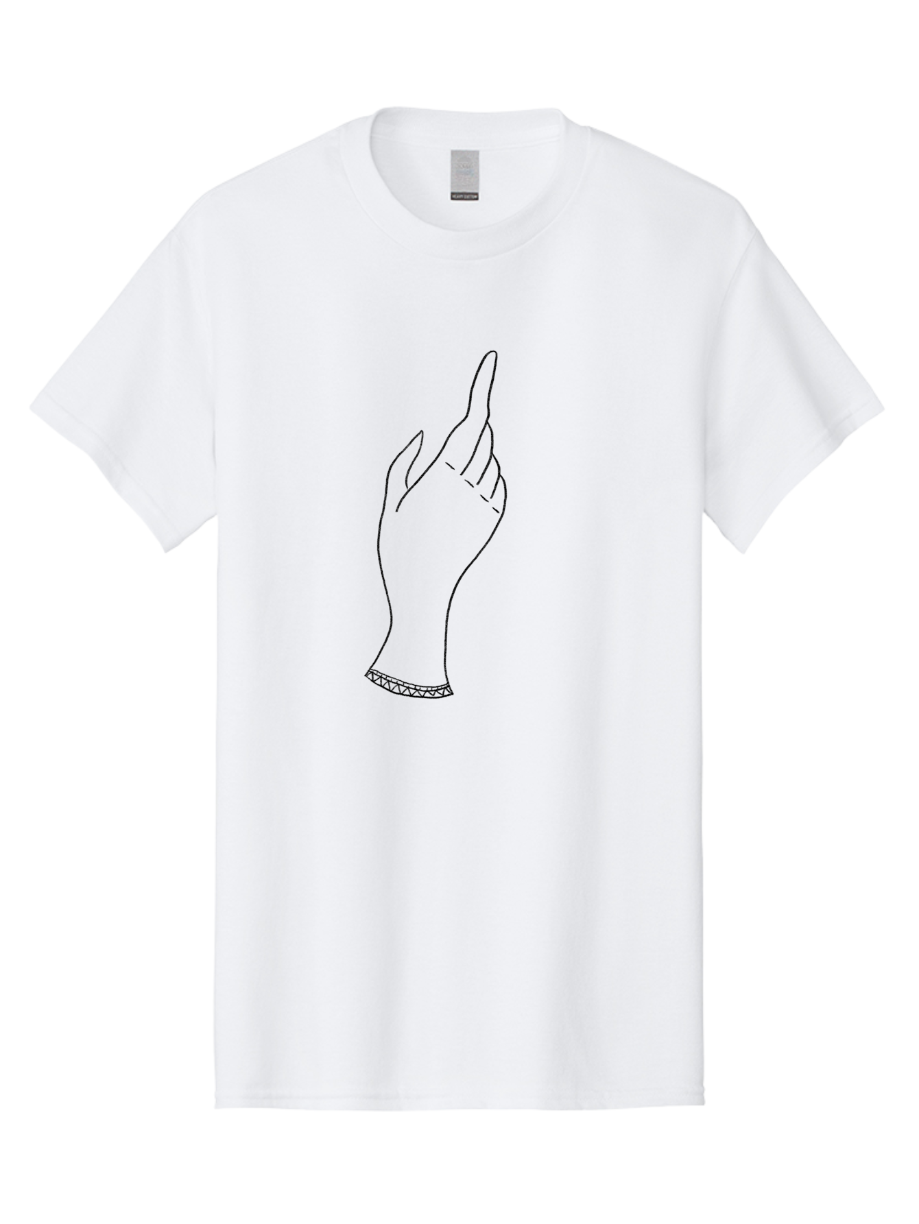 Hand-With-Index-Finger-Raised Men'S Graphic Tee, 100% Cotton, Comfortable Casual Summer Wear, Machine Washable, Hand Gesture, Pointing Finger, Minimalist Design, Simple Illustration, Gesture Art, Symbolic Hand, Modern Graphics, Aac322