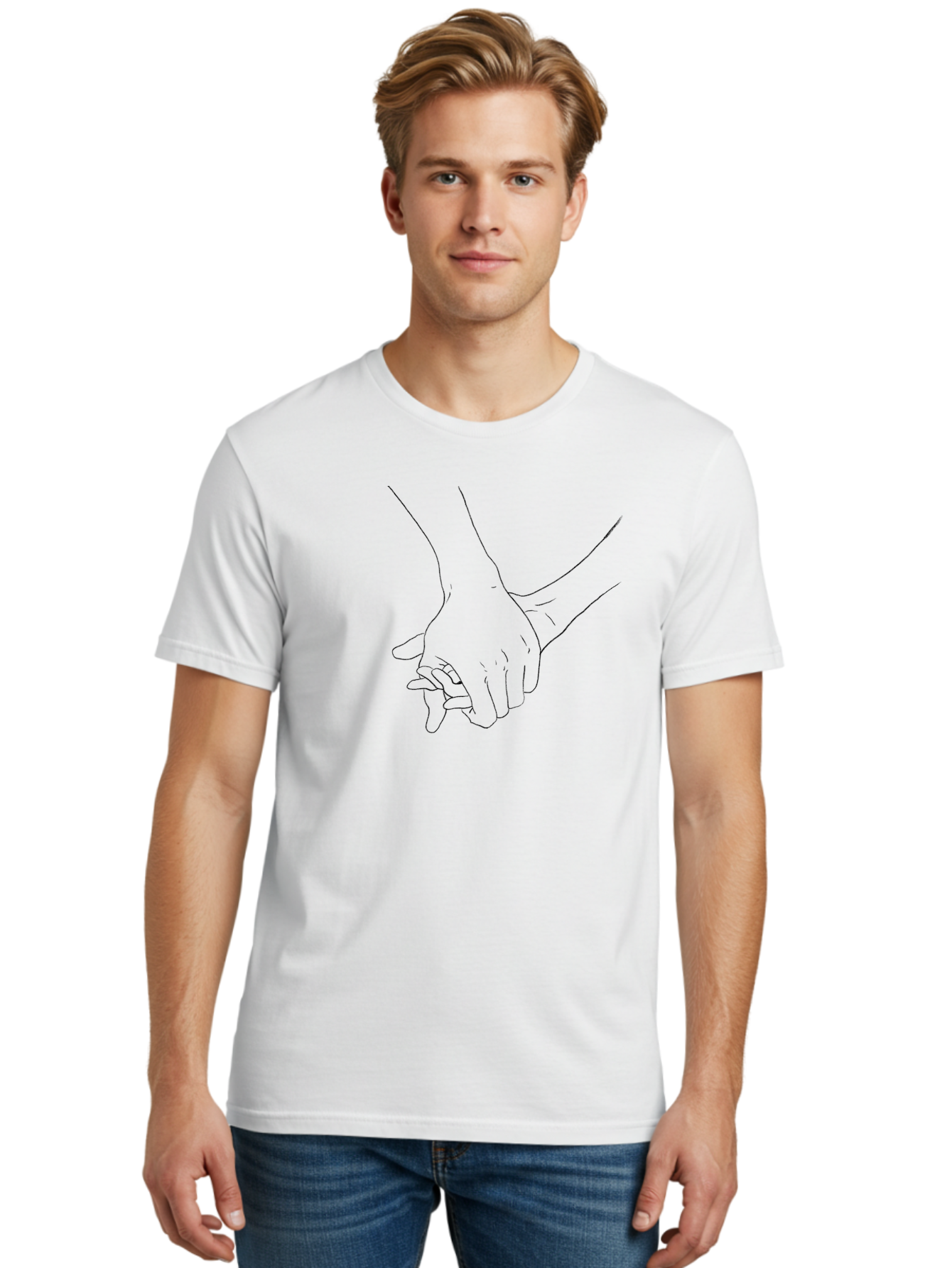 Hands-Holding-1 Men'S Graphic Tee, 100% Cotton, Comfortable Casual Summer Wear, Machine Washable, Hands Holding Each Other, Tender Touch, Love And Care, Friendship, Support, Unity Aac324