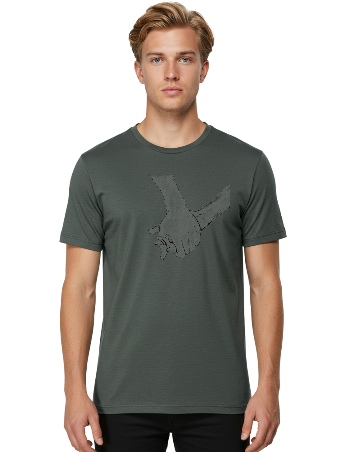Hands-Holding Men'S Graphic Tee, 100% Cotton, Comfortable Casual Summer Wear, Machine Washable, Hands Holding, Help And Support, Holding Hands, Love And Care, Unity, Togetherness, Connection, Friendship Aac325