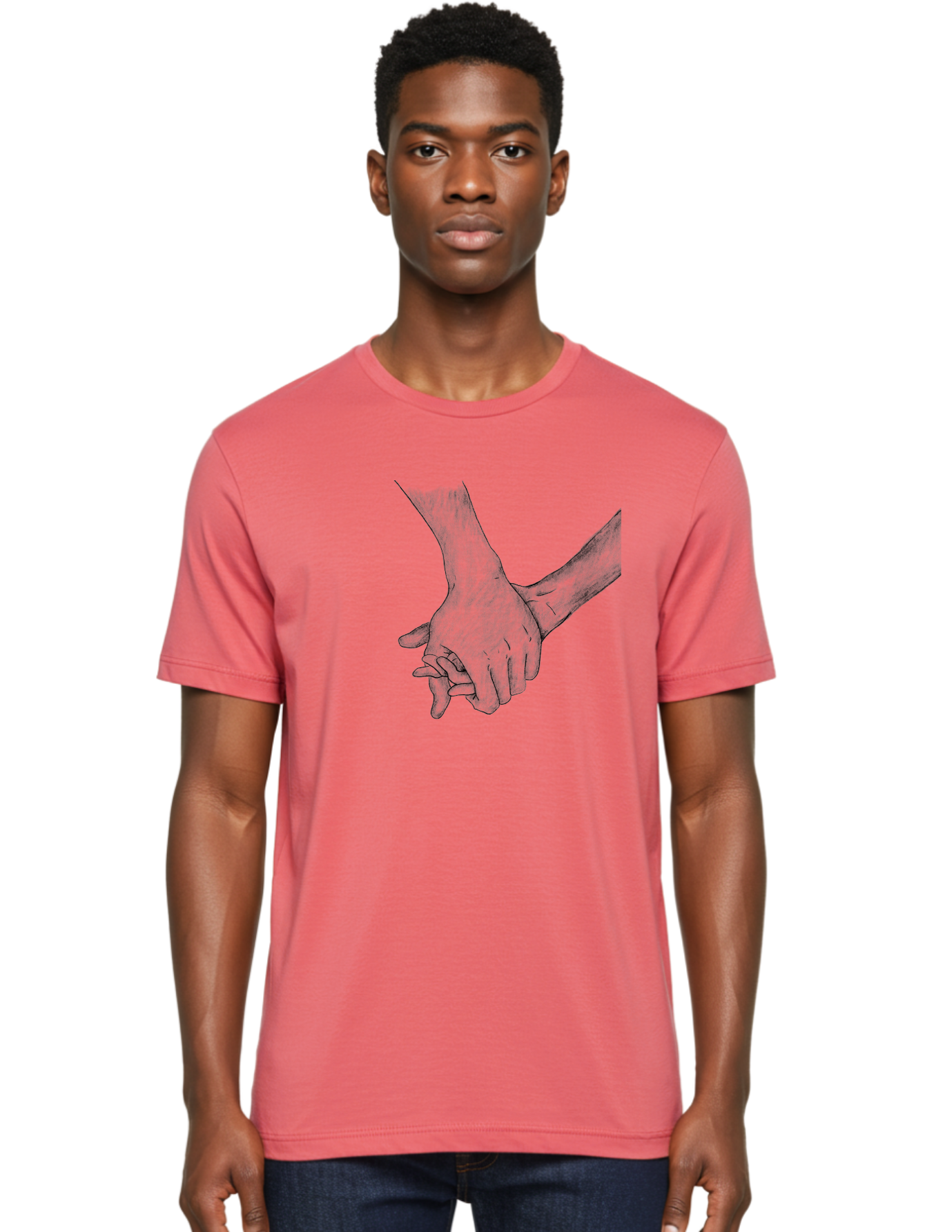 Hands-Holding Men'S Graphic Tee, 100% Cotton, Comfortable Casual Summer Wear, Machine Washable, Hands Holding, Help And Support, Holding Hands, Love And Care, Unity, Togetherness, Connection, Friendship Aac325