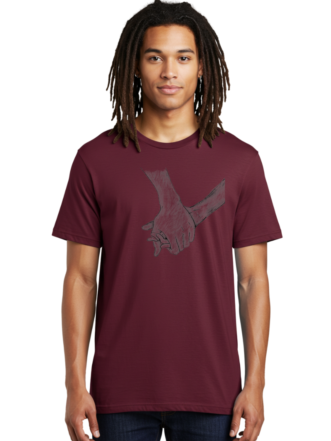 Hands-Holding Men'S Graphic Tee, 100% Cotton, Comfortable Casual Summer Wear, Machine Washable, Hands Holding, Help And Support, Holding Hands, Love And Care, Unity, Togetherness, Connection, Friendship Aac325