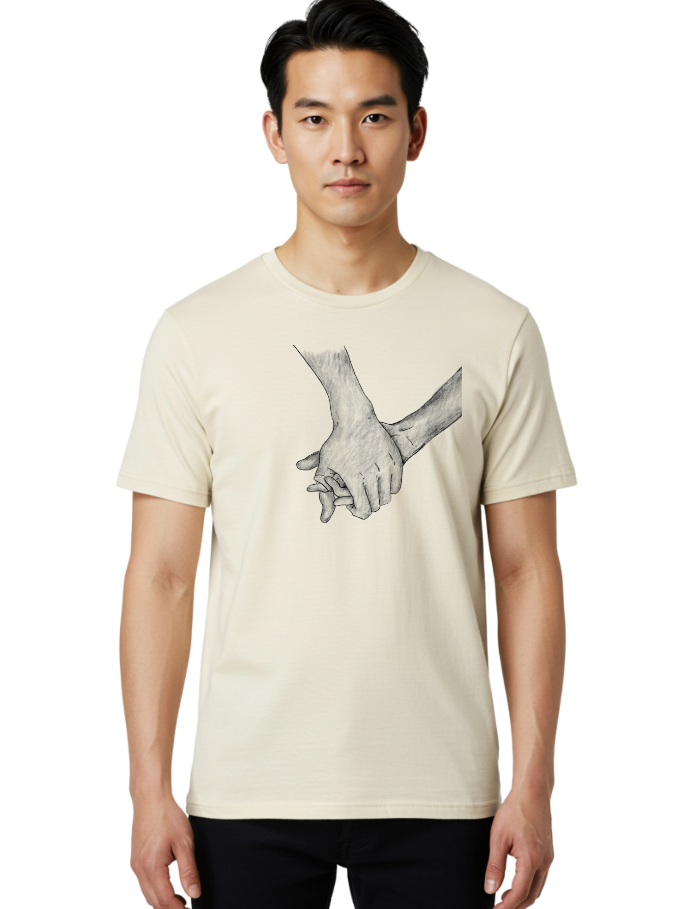 Hands-Holding Men'S Graphic Tee, 100% Cotton, Comfortable Casual Summer Wear, Machine Washable, Hands Holding, Help And Support, Holding Hands, Love And Care, Unity, Togetherness, Connection, Friendship Aac325