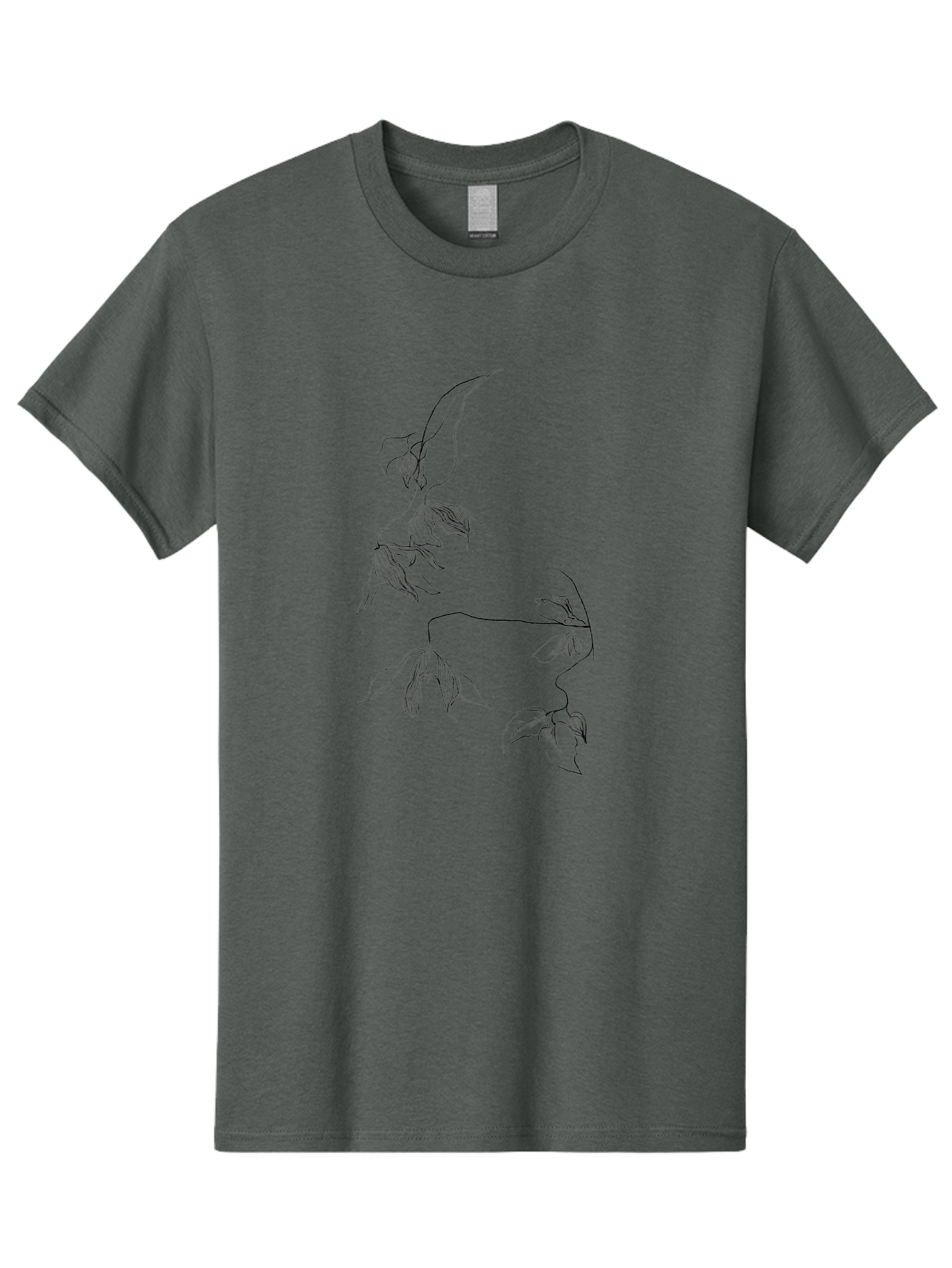 Leaves-1 Men'S Graphic Tee, 100% Cotton, Comfortable Casual Summer Wear, Machine Washable, Sketchy Vines, Delicate Leaves, Minimalist Art, Flowing Stems, Simple Lines, Botanical Illustration, Natural Elegance Aac331