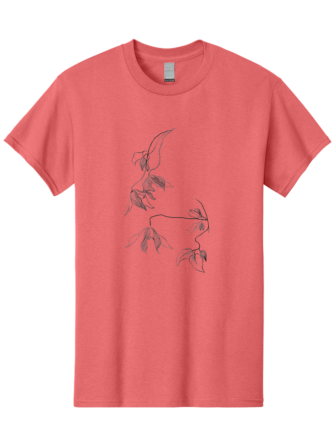 Leaves-1 Men'S Graphic Tee, 100% Cotton, Comfortable Casual Summer Wear, Machine Washable, Sketchy Vines, Delicate Leaves, Minimalist Art, Flowing Stems, Simple Lines, Botanical Illustration, Natural Elegance Aac331