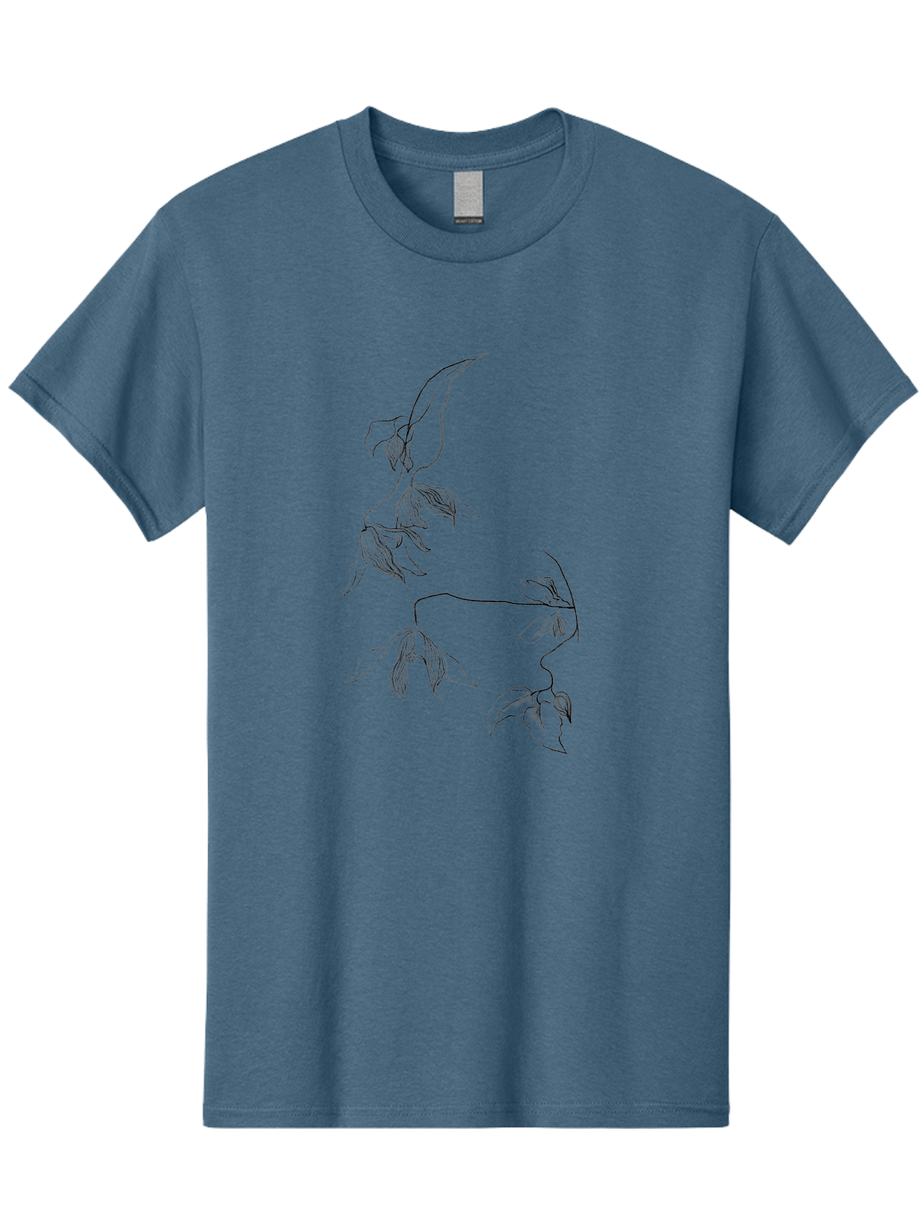Leaves-1 Men'S Graphic Tee, 100% Cotton, Comfortable Casual Summer Wear, Machine Washable, Sketchy Vines, Delicate Leaves, Minimalist Art, Flowing Stems, Simple Lines, Botanical Illustration, Natural Elegance Aac331