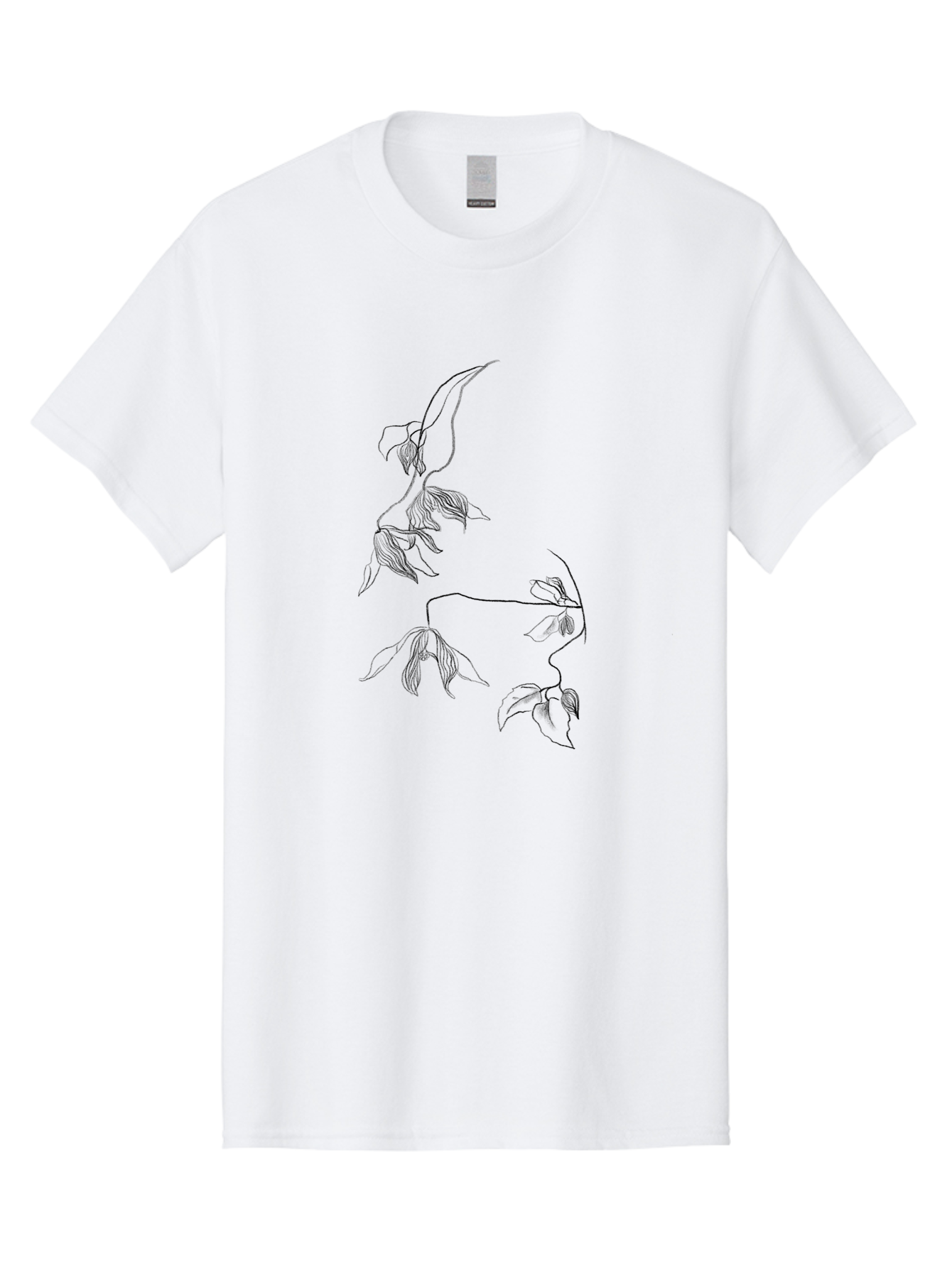 Leaves-1 Men'S Graphic Tee, 100% Cotton, Comfortable Casual Summer Wear, Machine Washable, Sketchy Vines, Delicate Leaves, Minimalist Art, Flowing Stems, Simple Lines, Botanical Illustration, Natural Elegance Aac331
