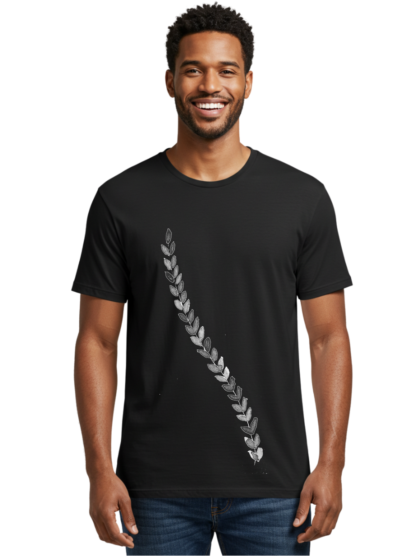 Leaves Men'S Graphic Tee, 100% Cotton, Comfortable Casual Summer Wear, Machine Washable, Laurel Wreath, Leafy Garland, Purple Leaves, Digital Illustration, Graphic Design, Symbol Of Honor, Award Decoration, Vintage Style Aac332