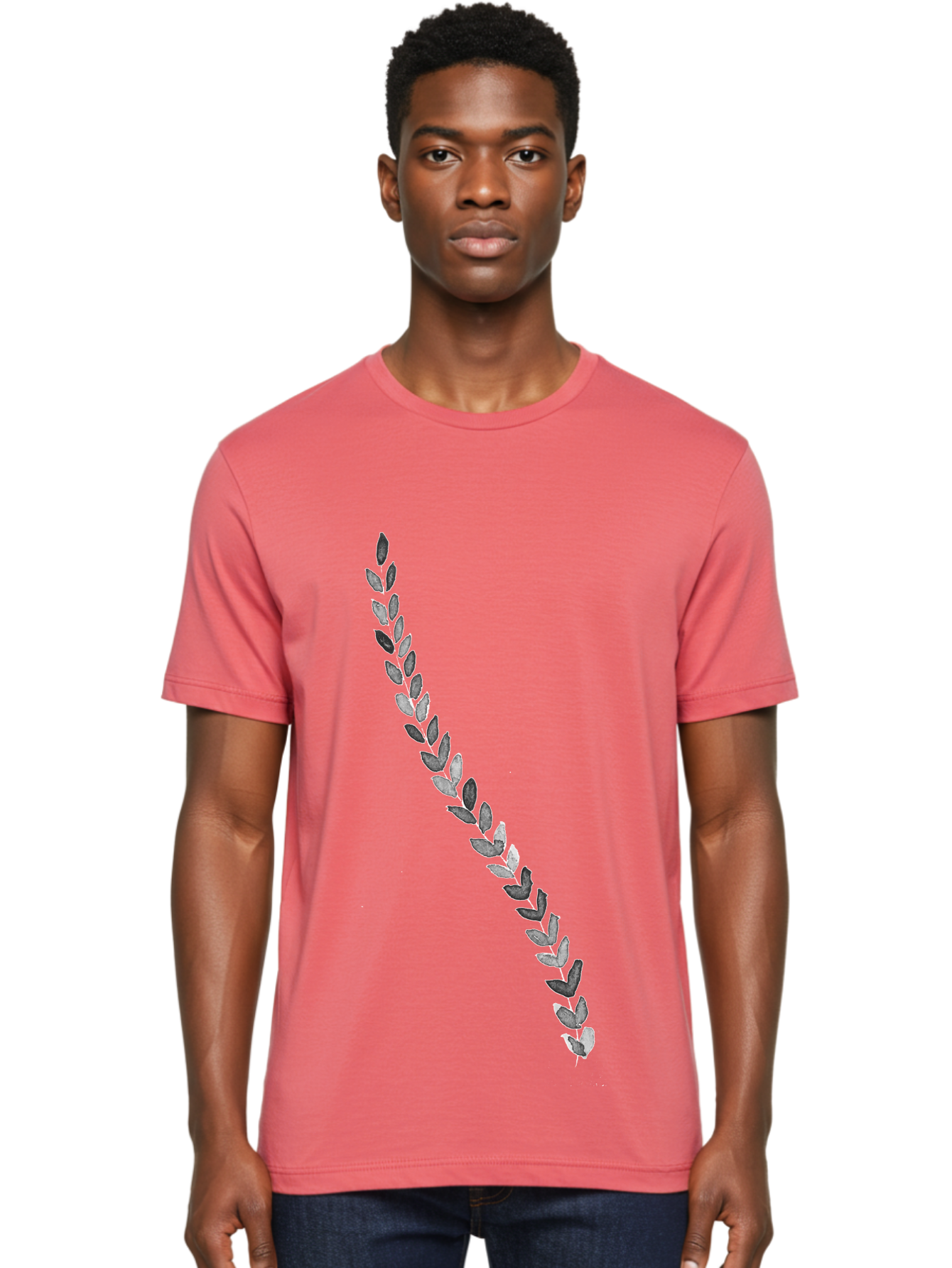 Leaves Men'S Graphic Tee, 100% Cotton, Comfortable Casual Summer Wear, Machine Washable, Laurel Wreath, Leafy Garland, Purple Leaves, Digital Illustration, Graphic Design, Symbol Of Honor, Award Decoration, Vintage Style Aac332