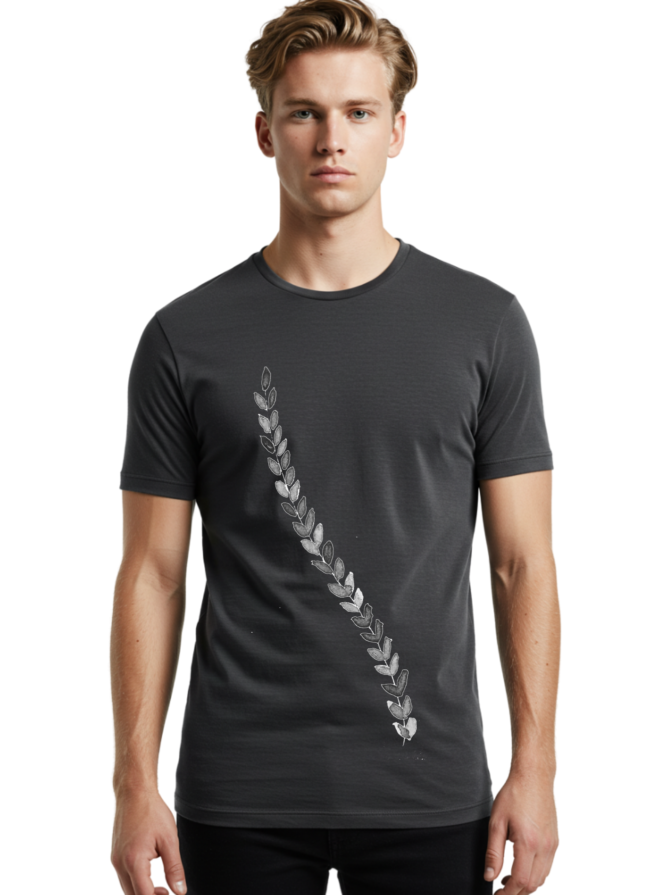 Leaves Men'S Graphic Tee, 100% Cotton, Comfortable Casual Summer Wear, Machine Washable, Laurel Wreath, Leafy Garland, Purple Leaves, Digital Illustration, Graphic Design, Symbol Of Honor, Award Decoration, Vintage Style Aac332