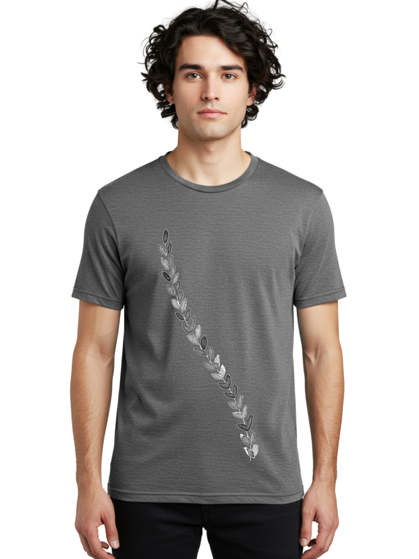 Leaves Men'S Graphic Tee, 100% Cotton, Comfortable Casual Summer Wear, Machine Washable, Laurel Wreath, Leafy Garland, Purple Leaves, Digital Illustration, Graphic Design, Symbol Of Honor, Award Decoration, Vintage Style Aac332