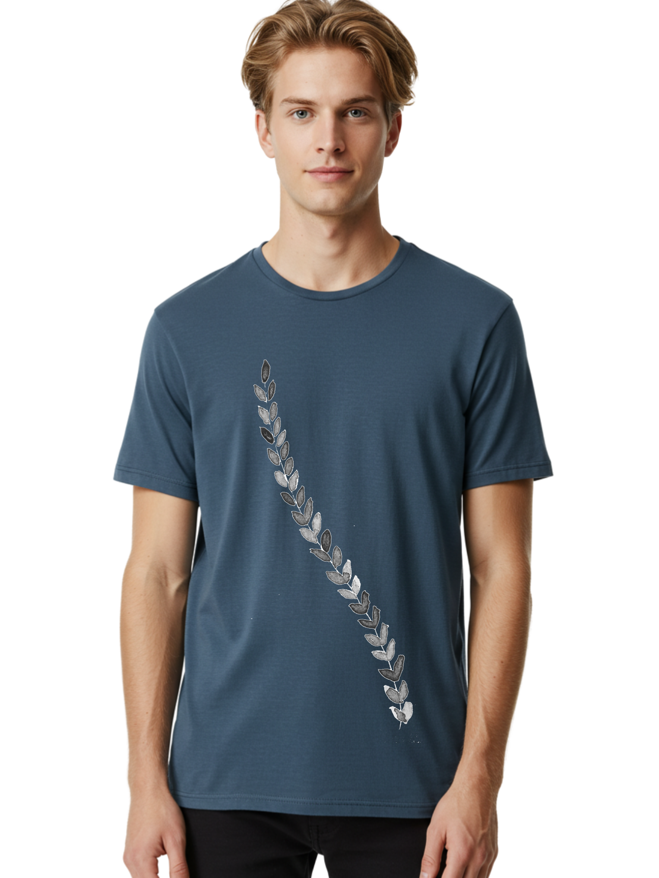 Leaves Men'S Graphic Tee, 100% Cotton, Comfortable Casual Summer Wear, Machine Washable, Laurel Wreath, Leafy Garland, Purple Leaves, Digital Illustration, Graphic Design, Symbol Of Honor, Award Decoration, Vintage Style Aac332